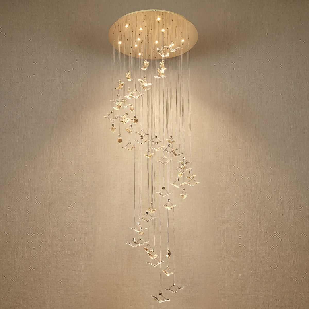 Yiosi Series Grand Cascading Glass Pendant Light Style A - 47" (Dia 1200mm)
