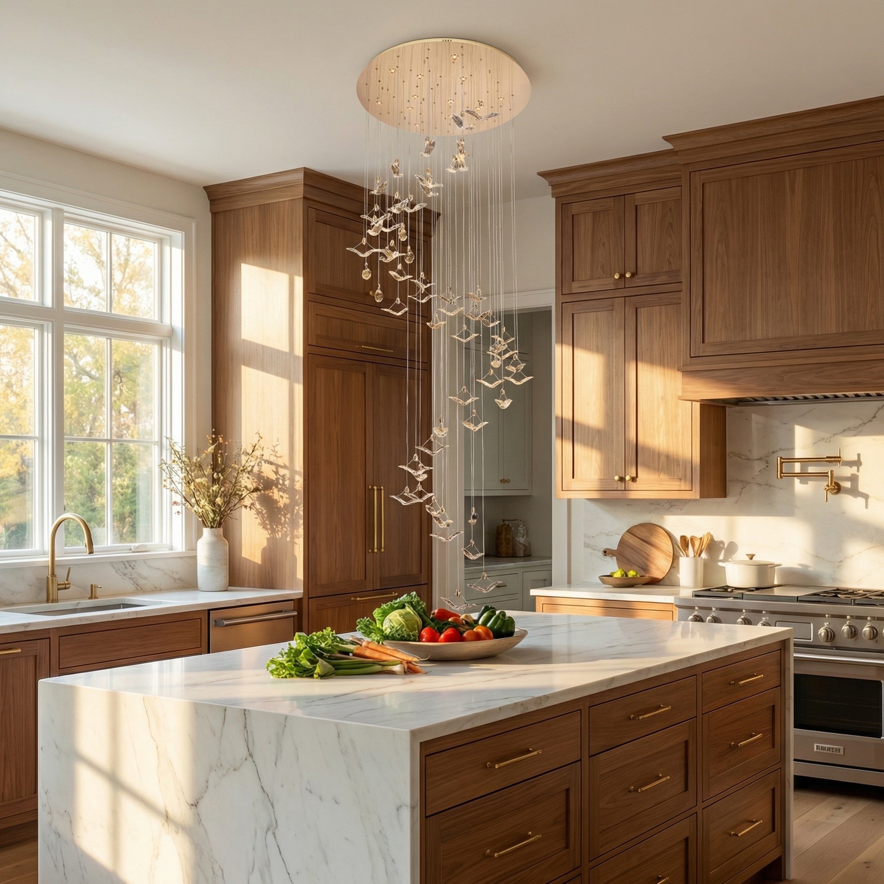 Yiosi Series Grand Cascading Glass Pendant Light Style A - scene-2