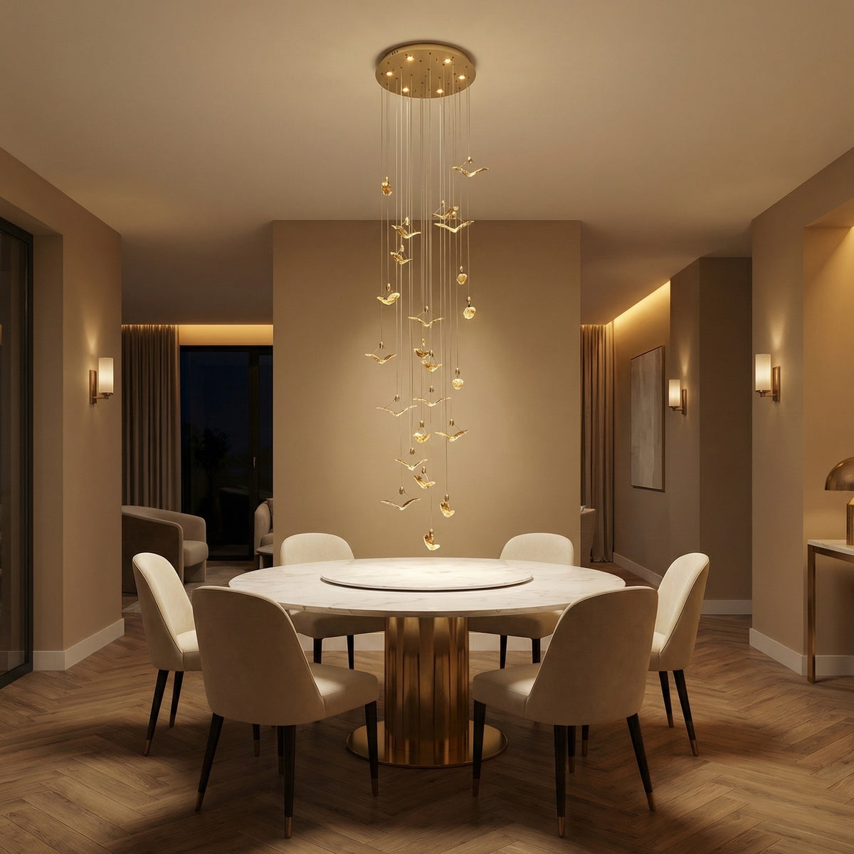 Yiosi Series Grand Cascading Glass Pendant Light Style A - scene-1