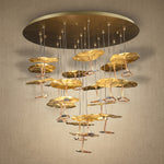 Yiosi Grand Copper flush mount ceiling lamp Style B 31 inch (Ø800mm) — modern lotus pad chandelier with bronze canopy