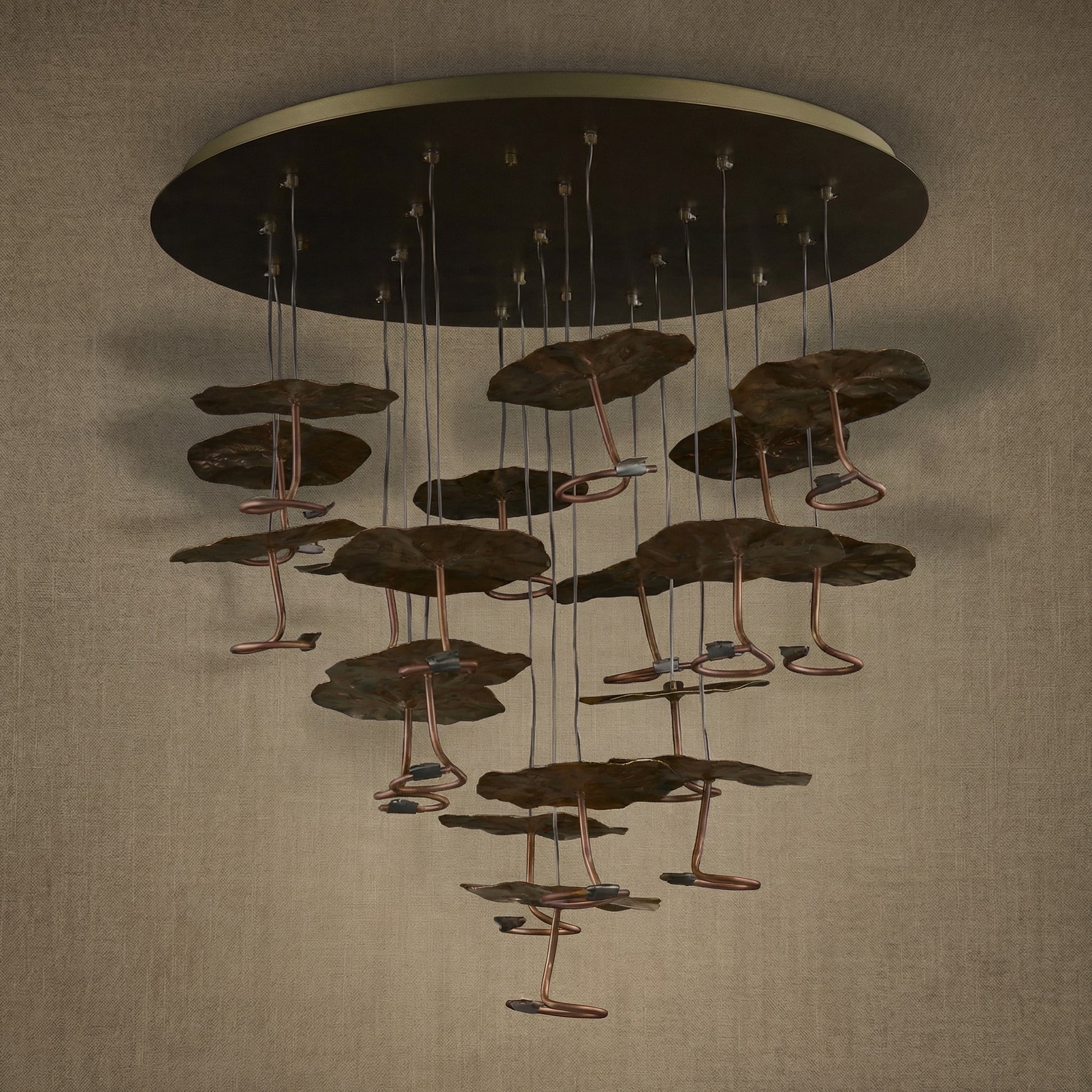 Yiosi Grand Copper flush mount ceiling lamp Style B dark bronze finish — modern lotus pad alternate view