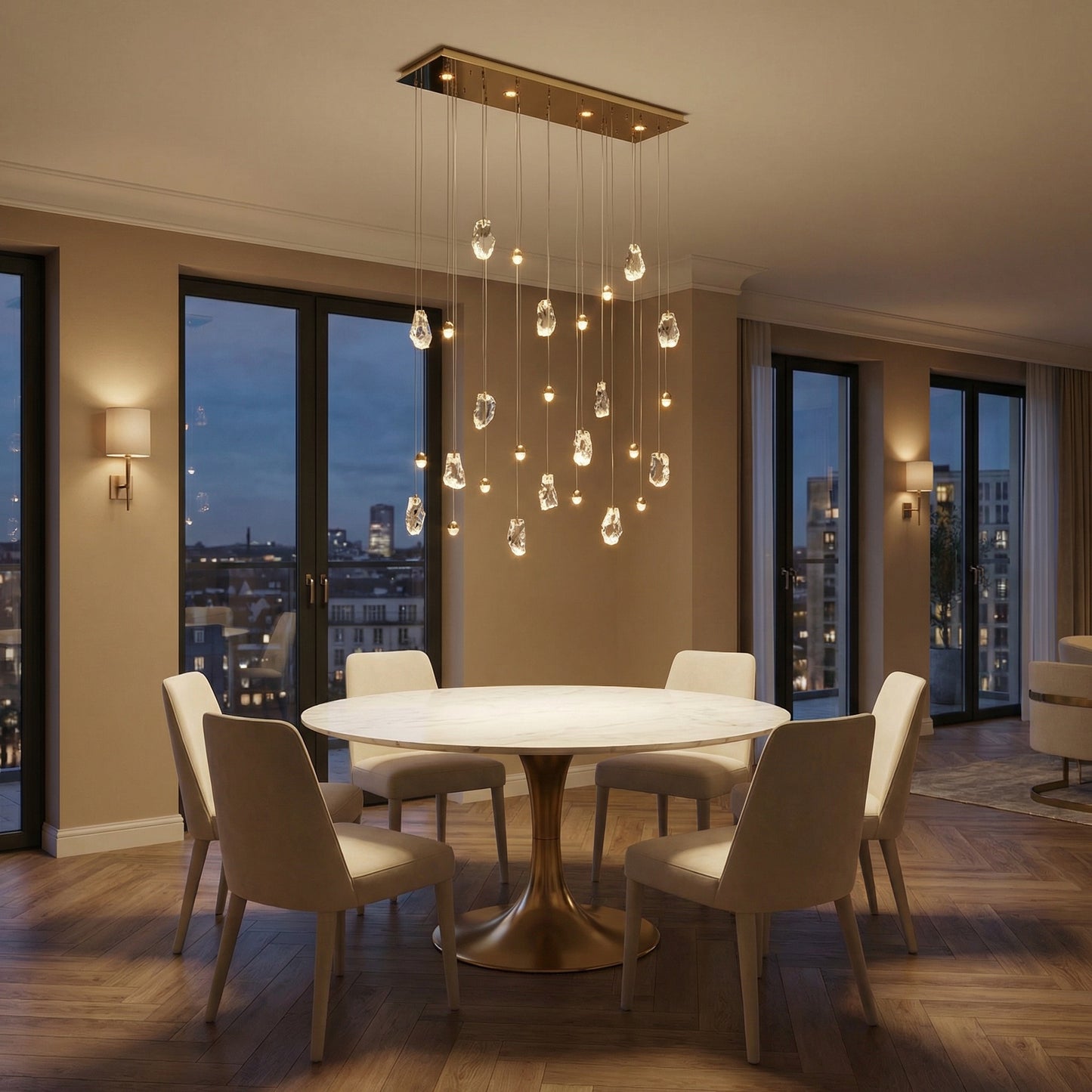 Yiosi Series Linear Cluster Crystal Pendant Light 47" Style A - scene-1