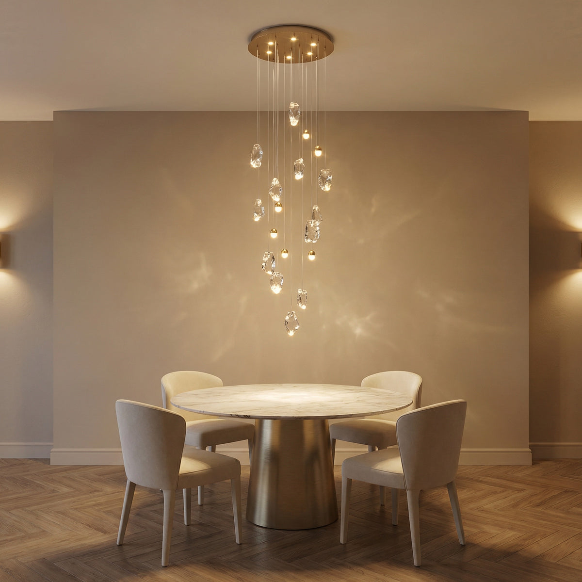 Yiosi Series Linear Cluster Crystal Pendant Light 47" Style A - scene-1