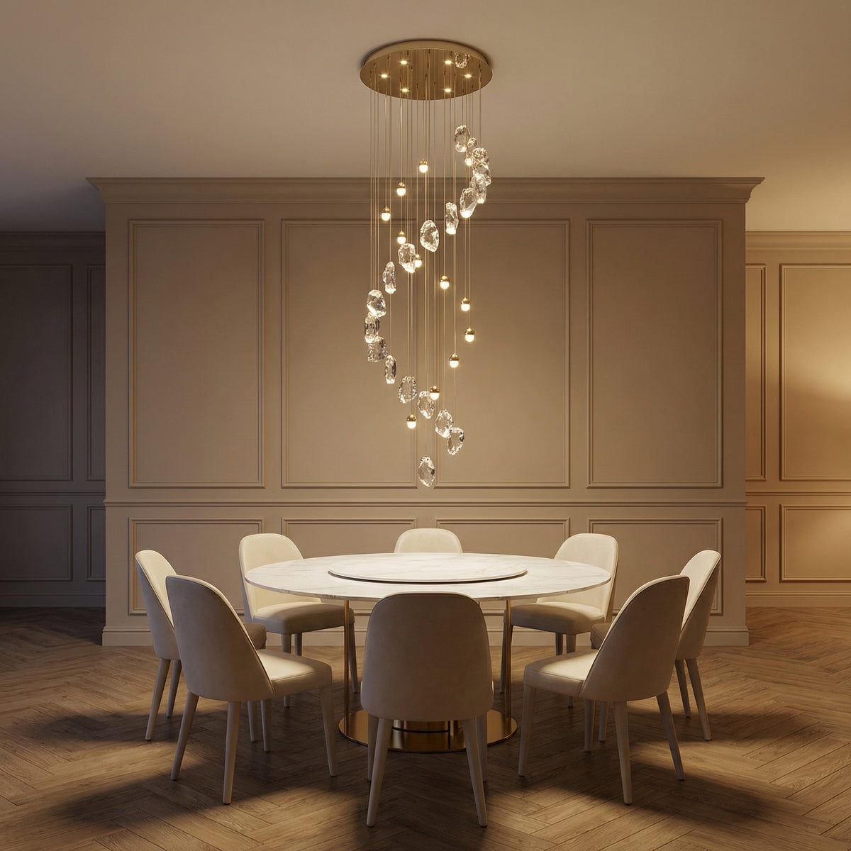 Yiosi Series Linear Cluster Crystal Pendant Light 47" Style A - scene-1
