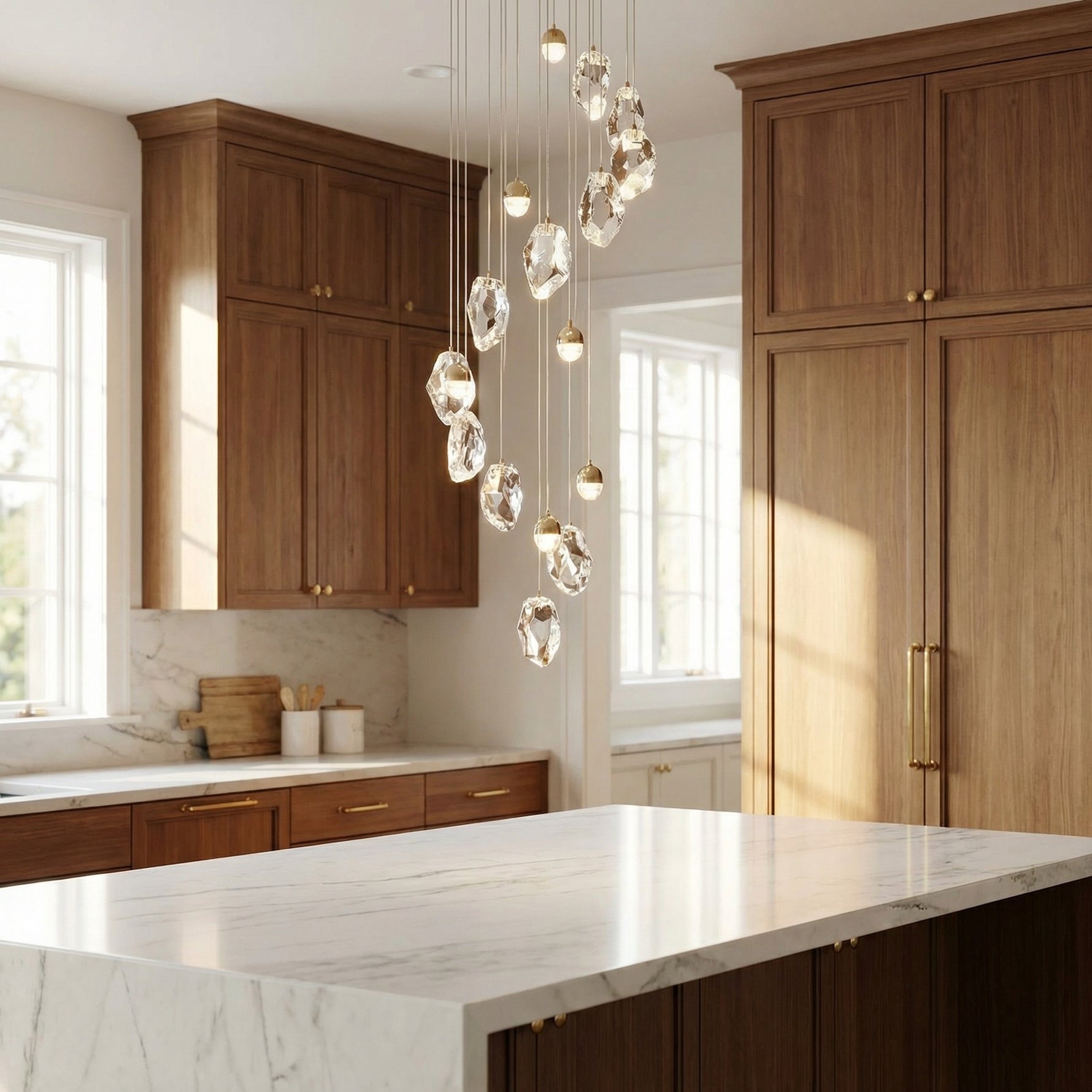 Yiosi Series Linear Cluster Crystal Pendant Light 47" Style A - scene-2