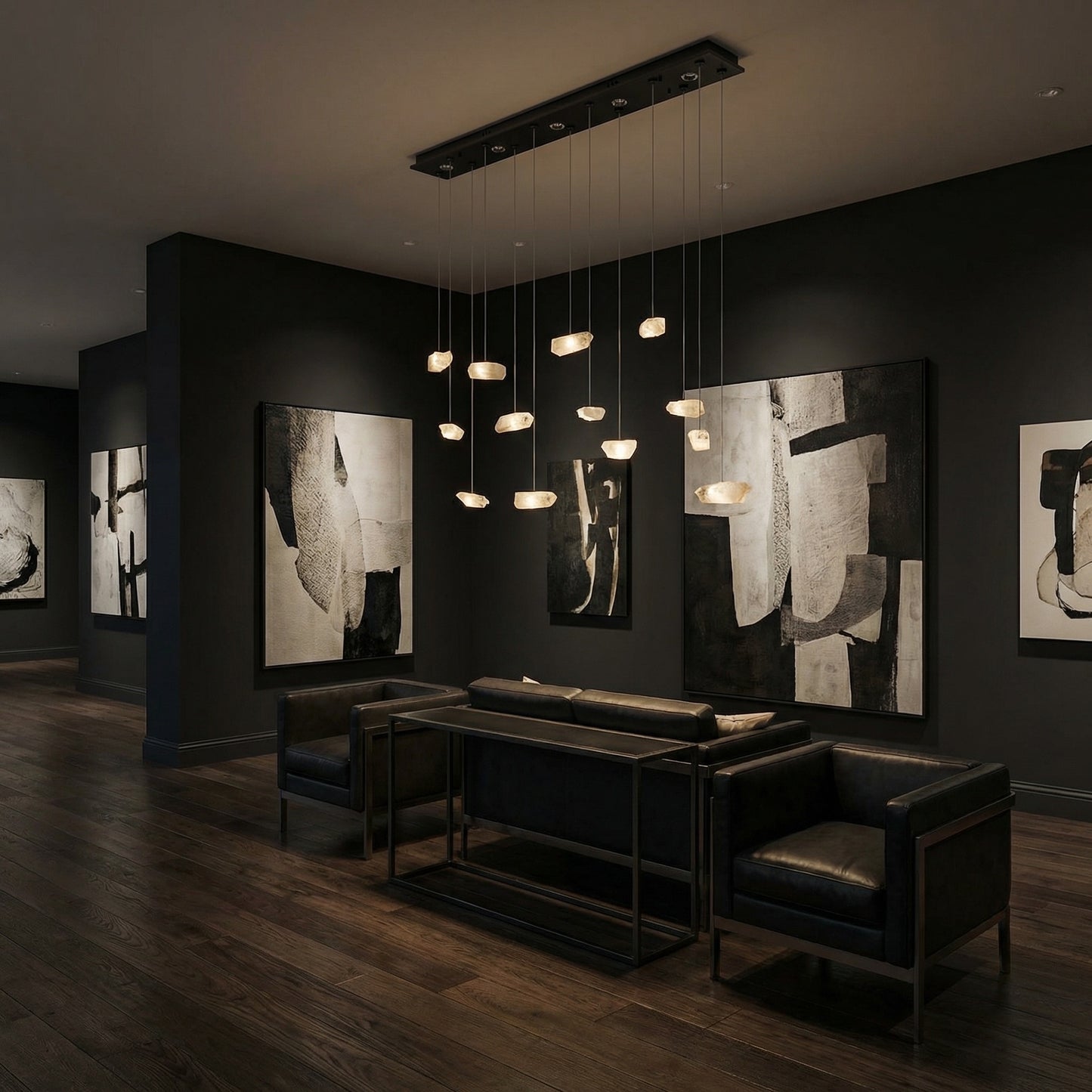 Yiosi Series Linear Cluster Crystal Pendant Light 47" Style B - scene-1