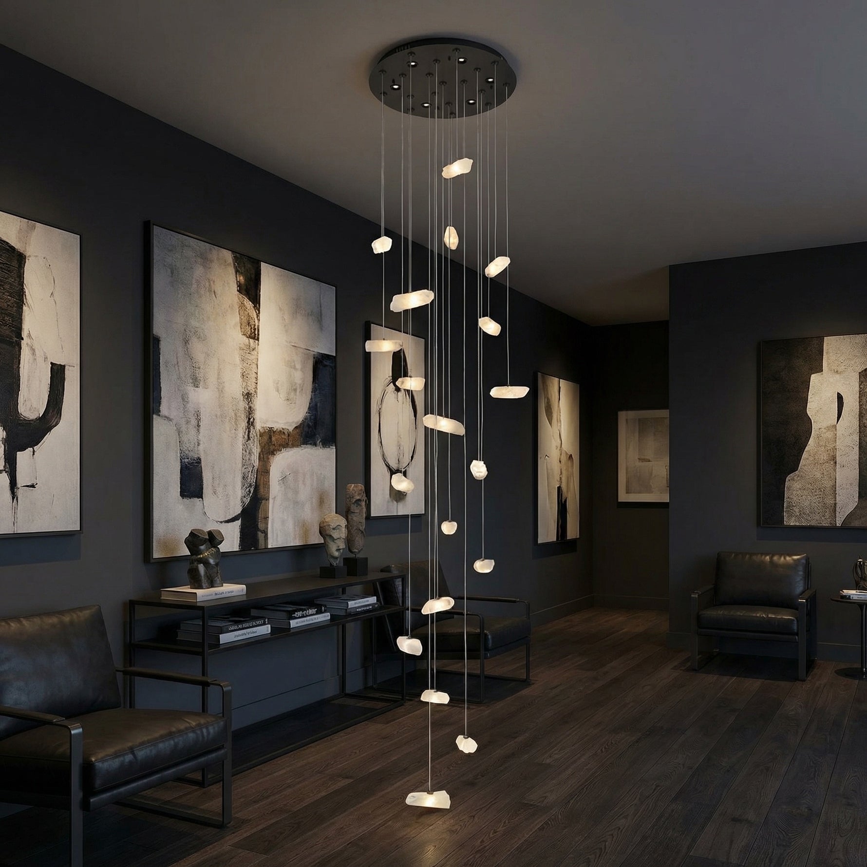 Yiosi Series Linear Cluster Crystal Pendant Light 47" Style B - scene-1