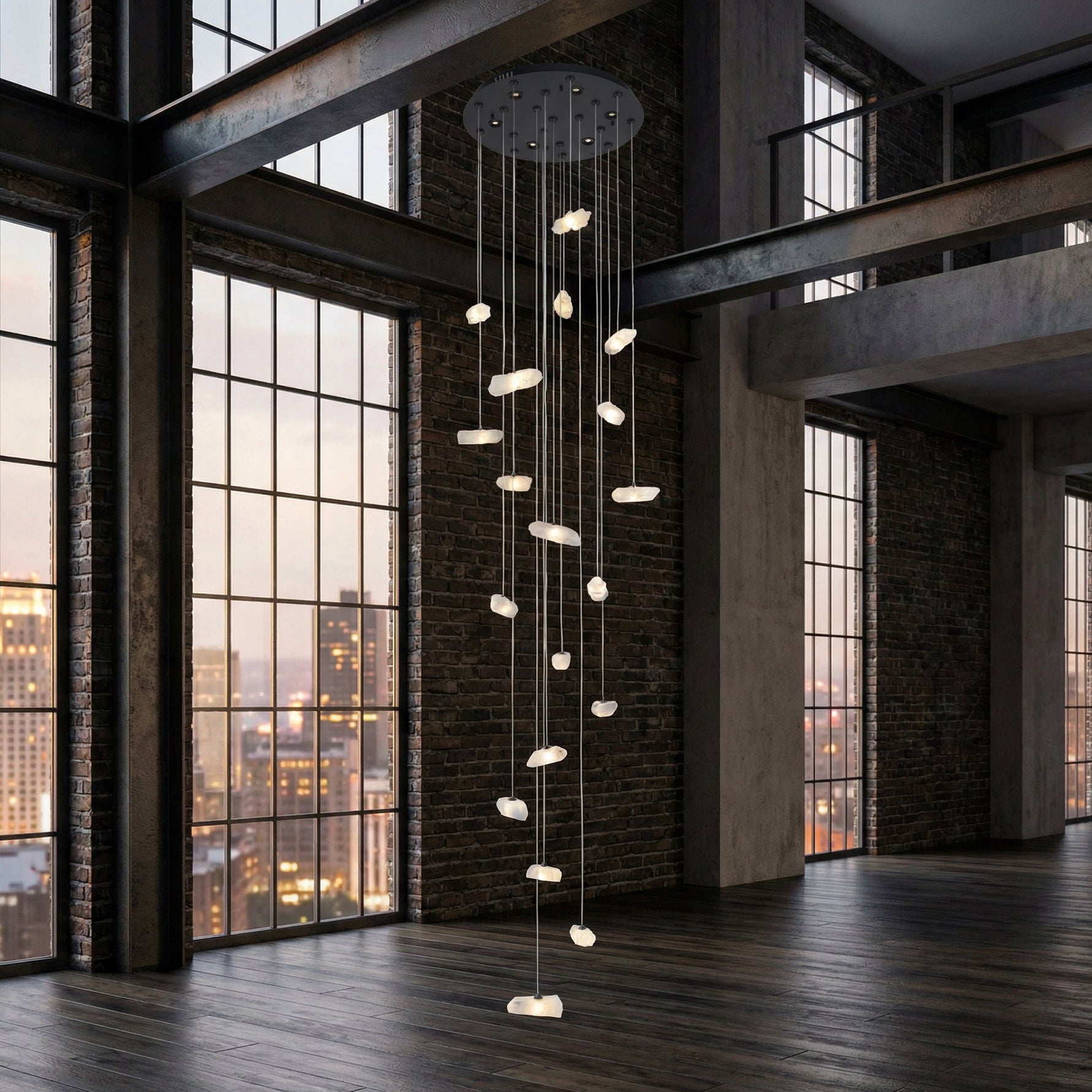Yiosi Series Linear Cluster Crystal Pendant Light 47" Style B - scene-2