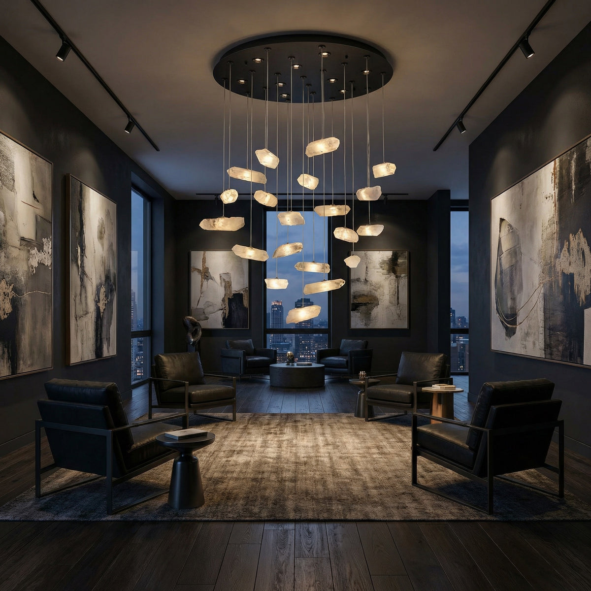 Yiosi Series Linear Cluster Crystal Pendant Light 47" Style B - scene-1