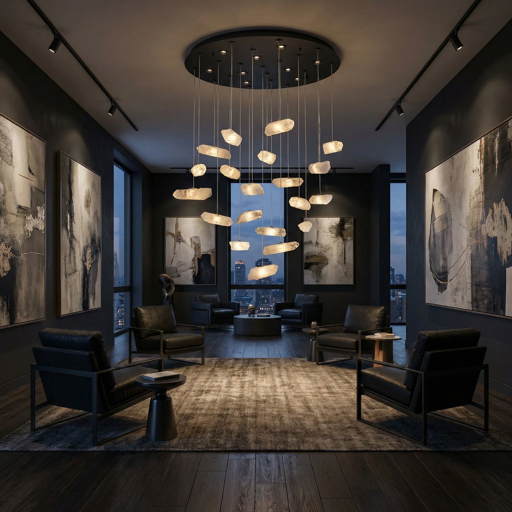 Yiosi Series Linear Cluster Crystal Pendant Light 47" Style B - scene-1