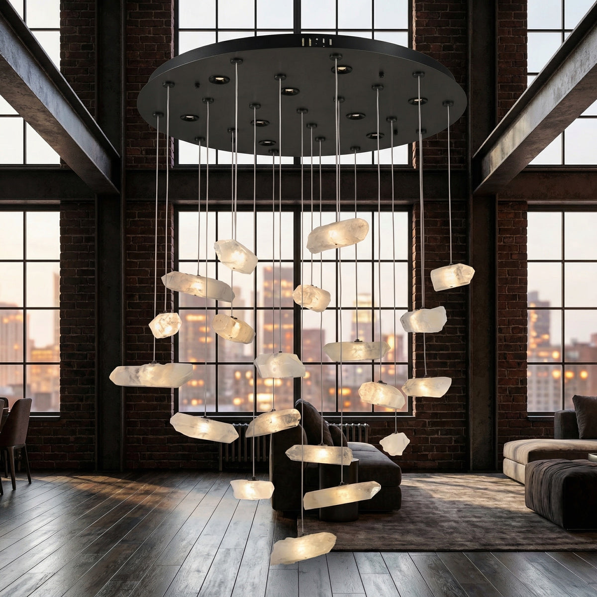 Yiosi Series Linear Cluster Crystal Pendant Light 47" Style B - scene-2
