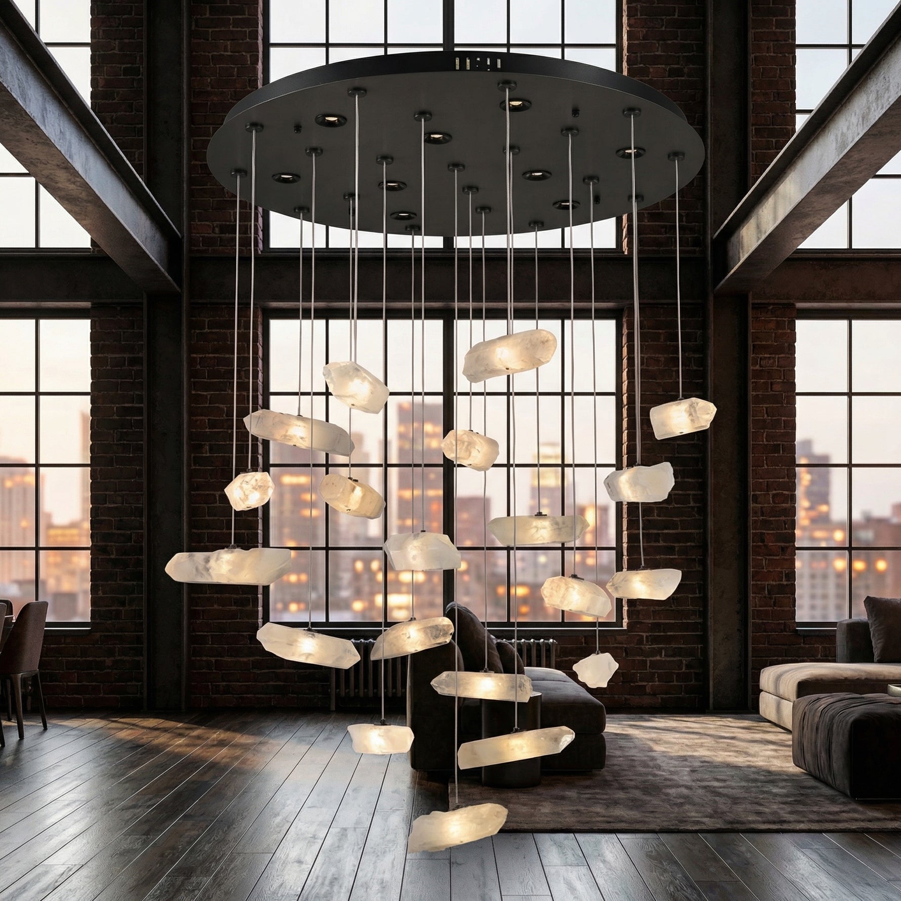 Yiosi Series Linear Cluster Crystal Pendant Light 47" Style B - scene-2