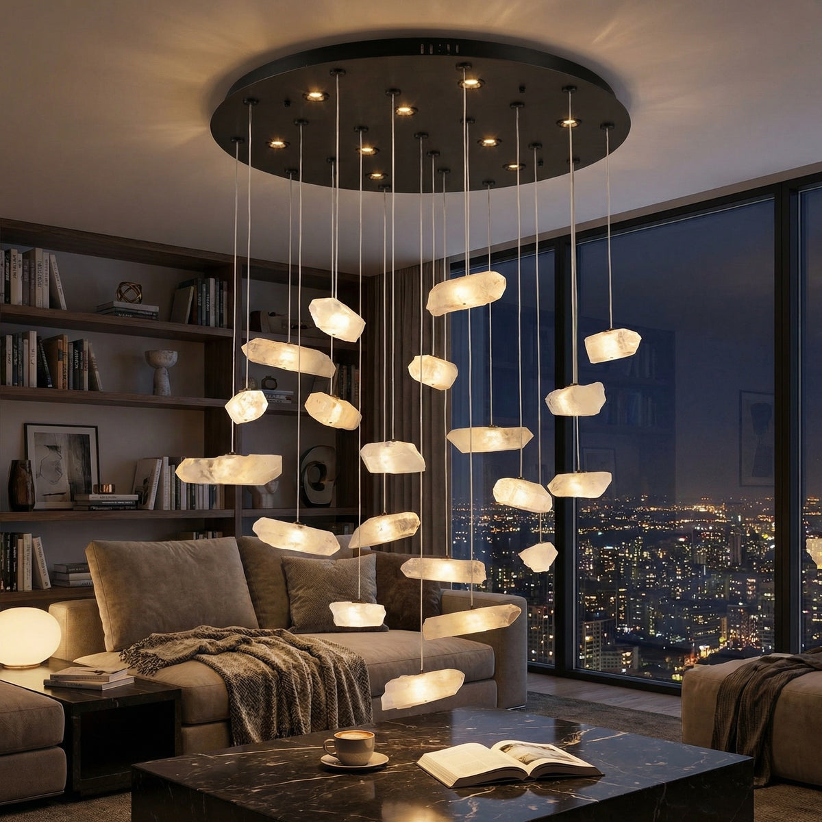 Yiosi Series Linear Cluster Crystal Pendant Light 47" Style B - scene-3