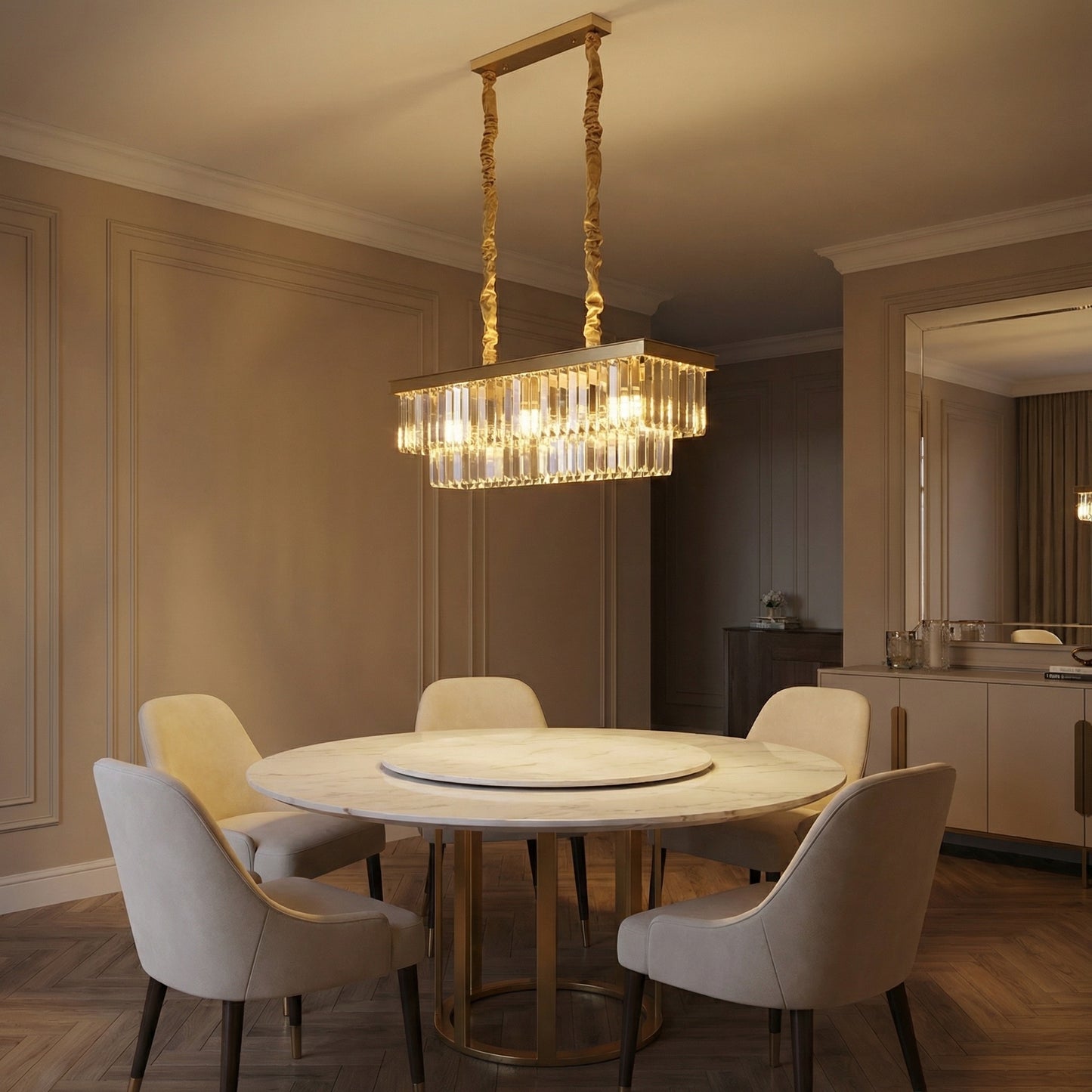 Yiosi Series Linear Crystal Pendant Light 31" - scene-1