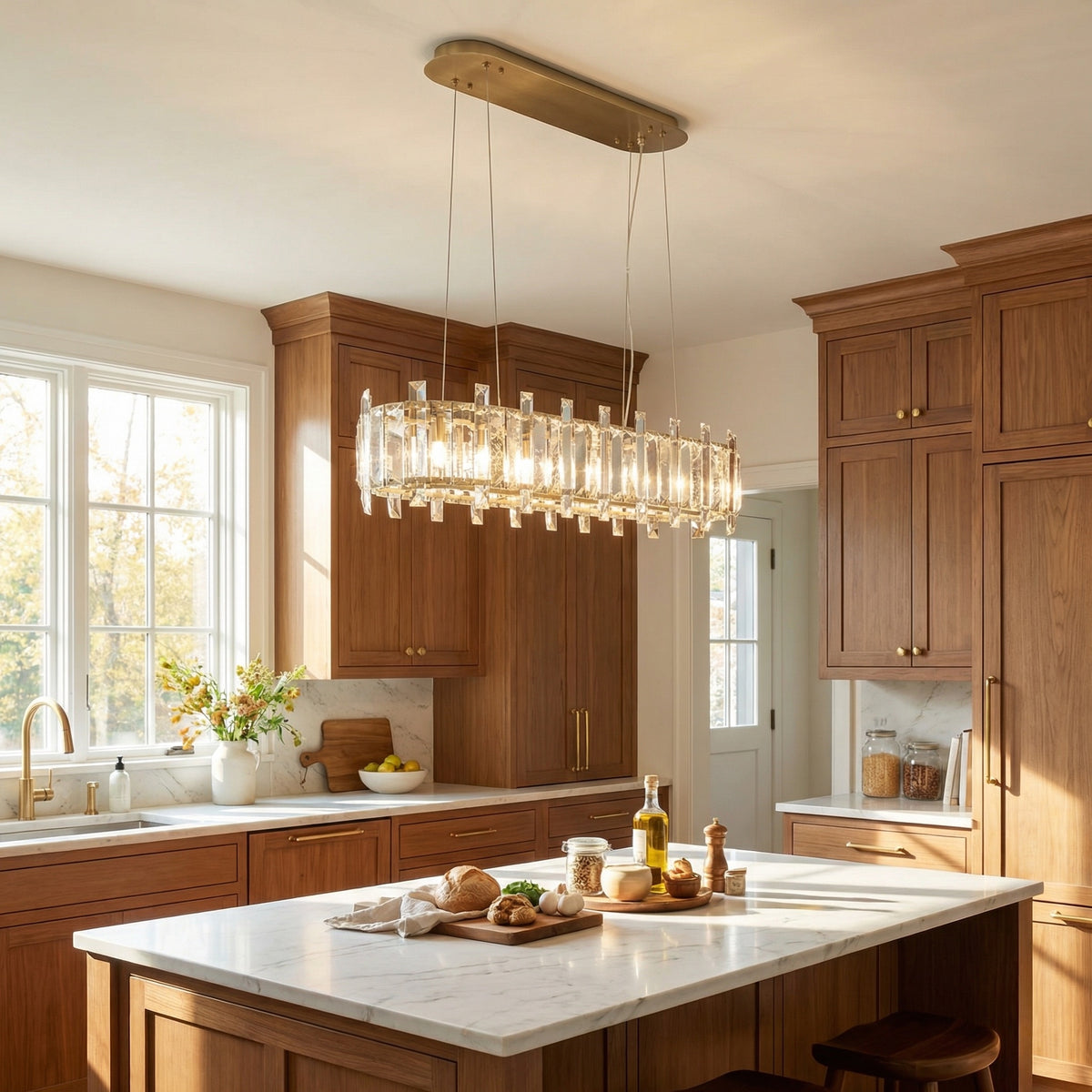Yiosi Series Linear Crystal Pendant Light 49" - scene-2