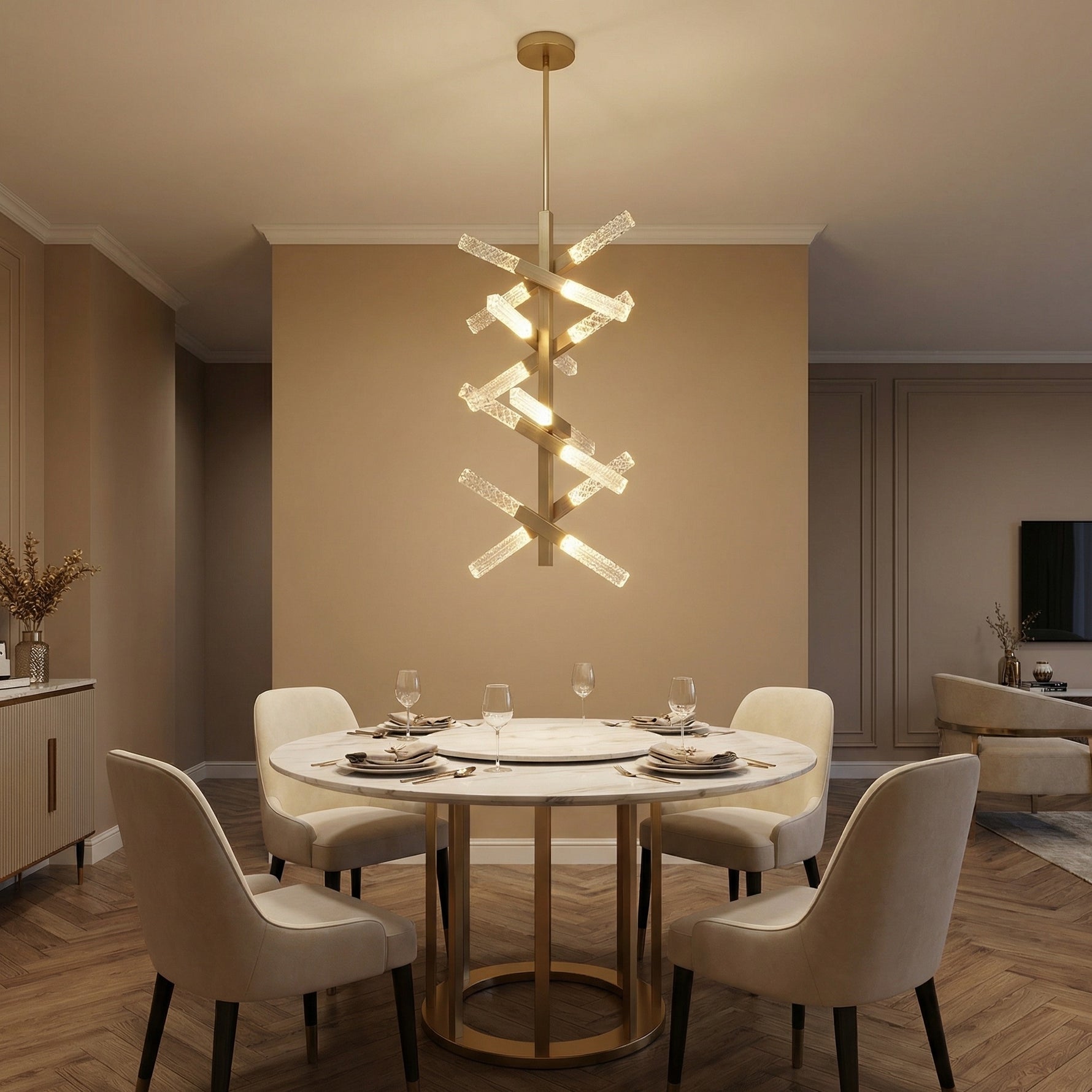 Yiosi Series Linear Glass Pendant Light 39" Style A - scene-1