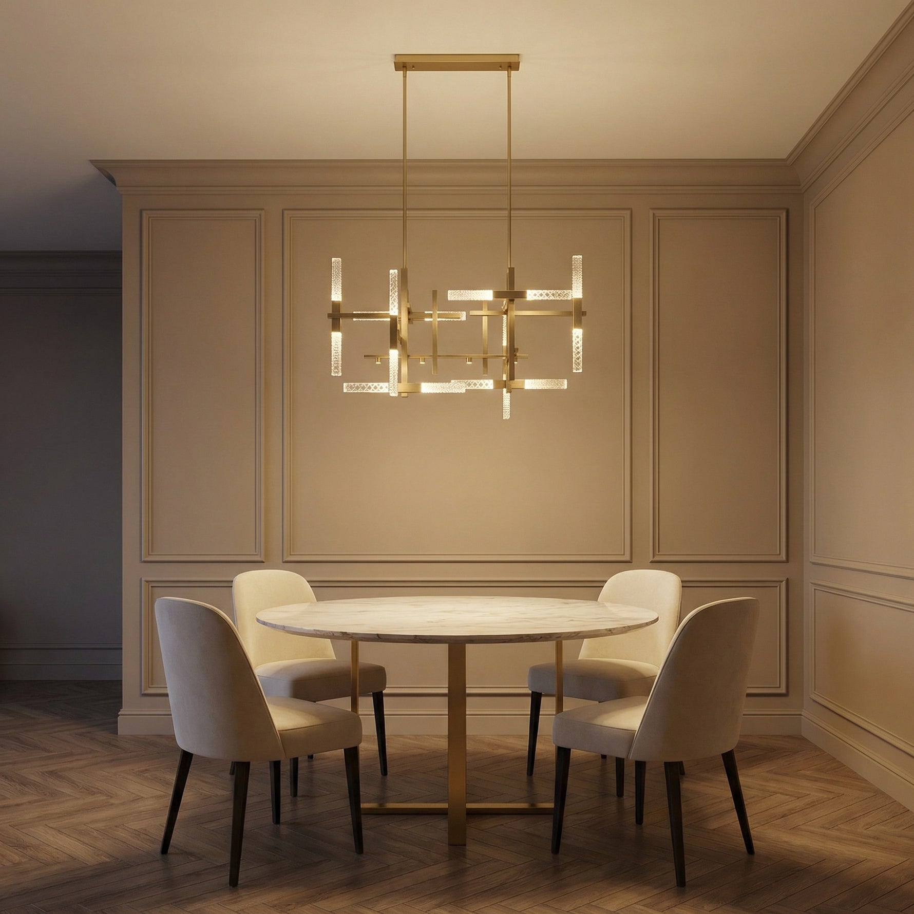 Yiosi Series Linear Glass Pendant Light 39" Style A - scene-1