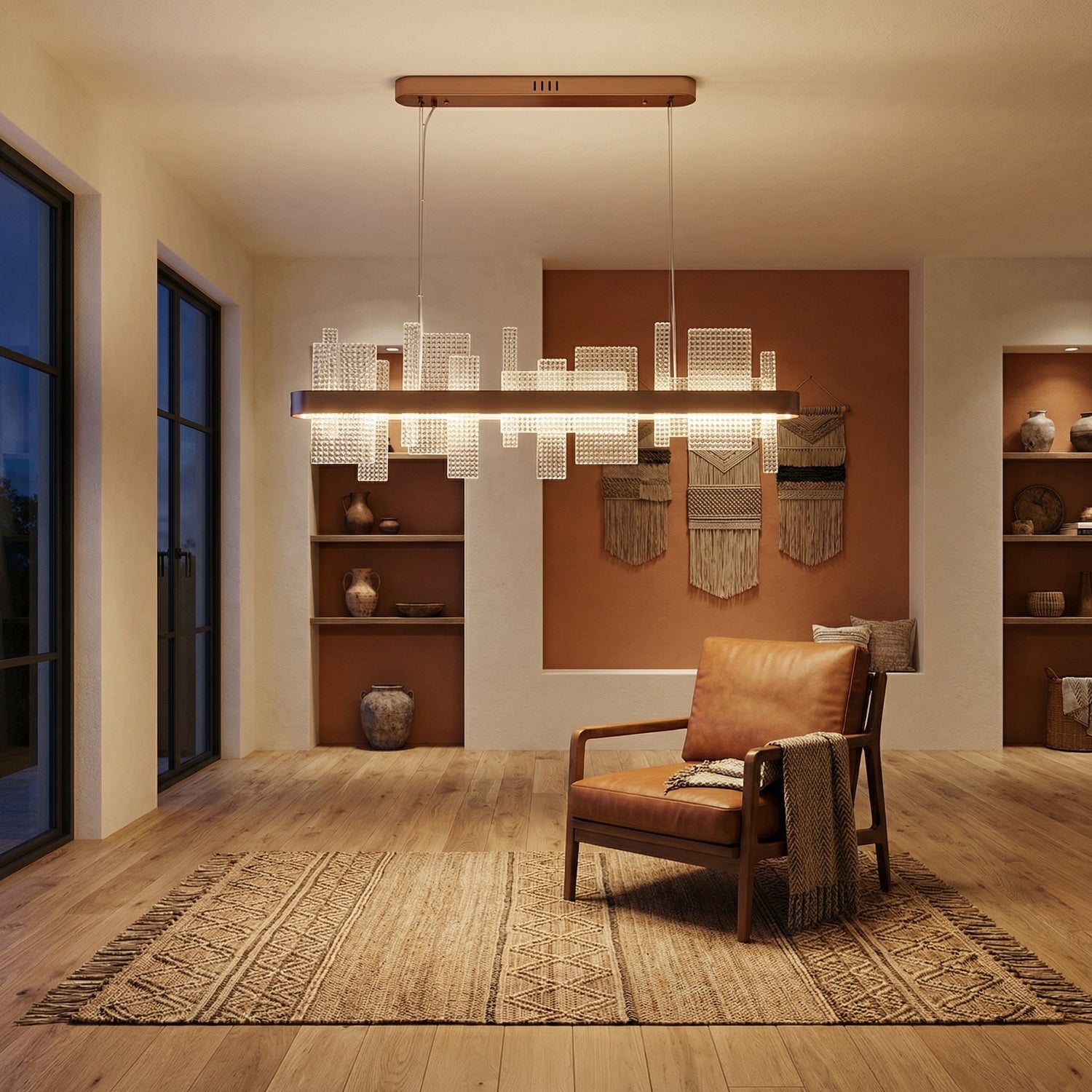 Yiosi Series Linear Glass Pendant Light 39" Style B - scene-1
