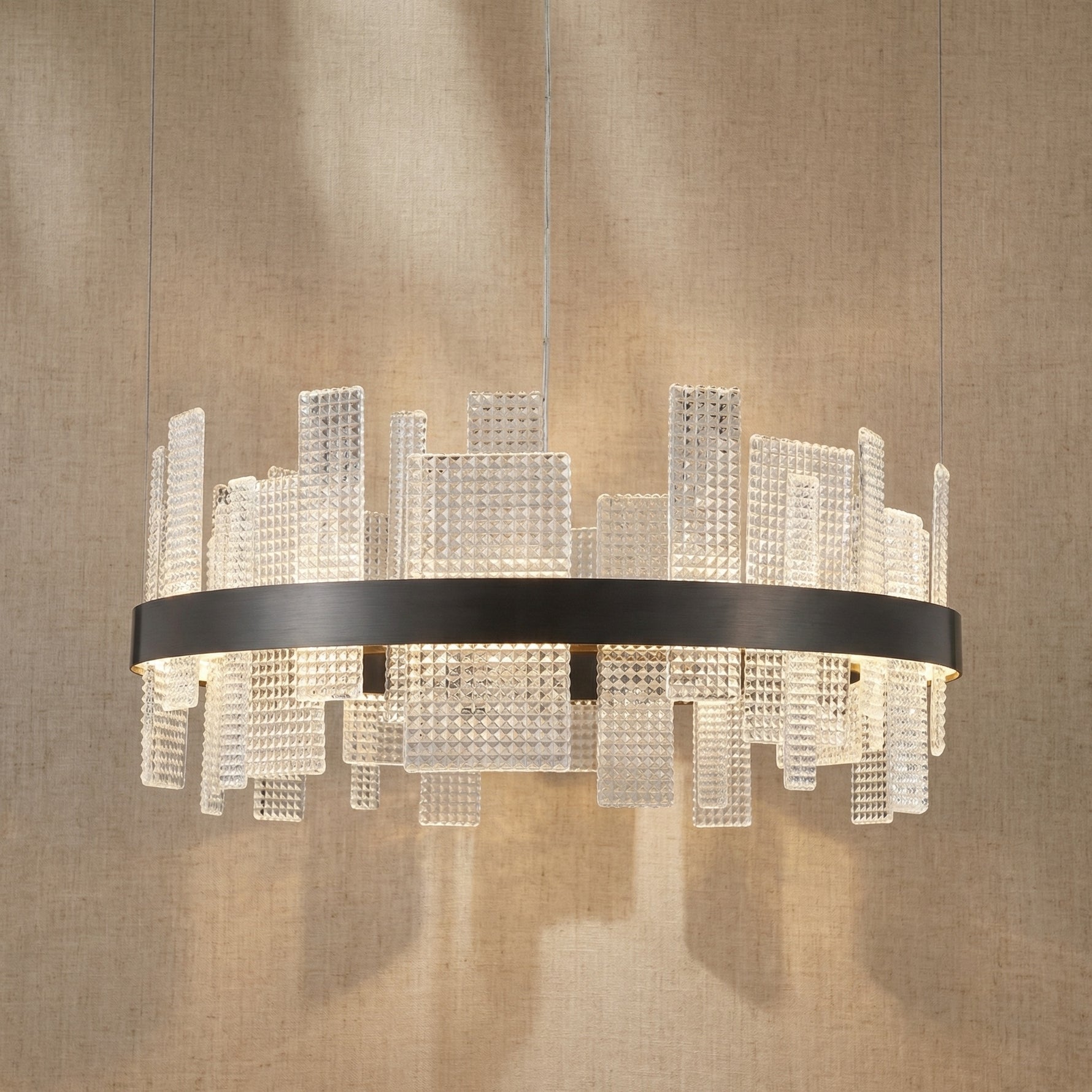 Yiosi Series Linear Glass Pendant Light 39" Style B - 28" (Dia 700mm)