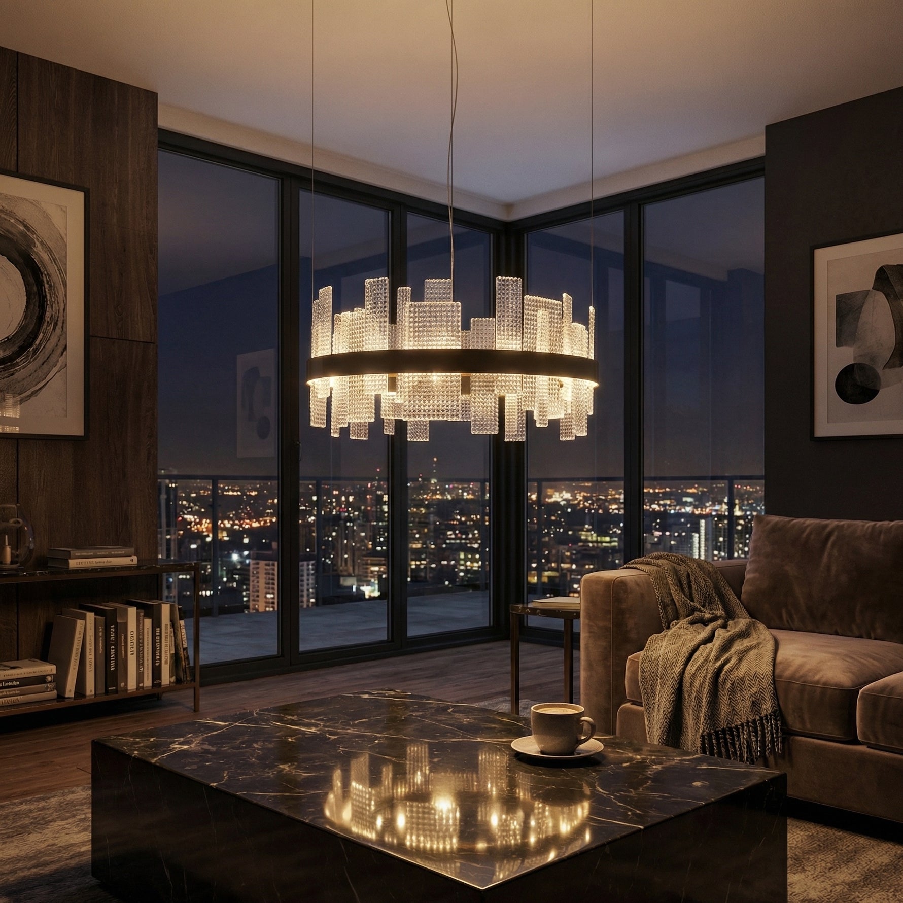 Yiosi Series Linear Glass Pendant Light 39" Style B - scene-3