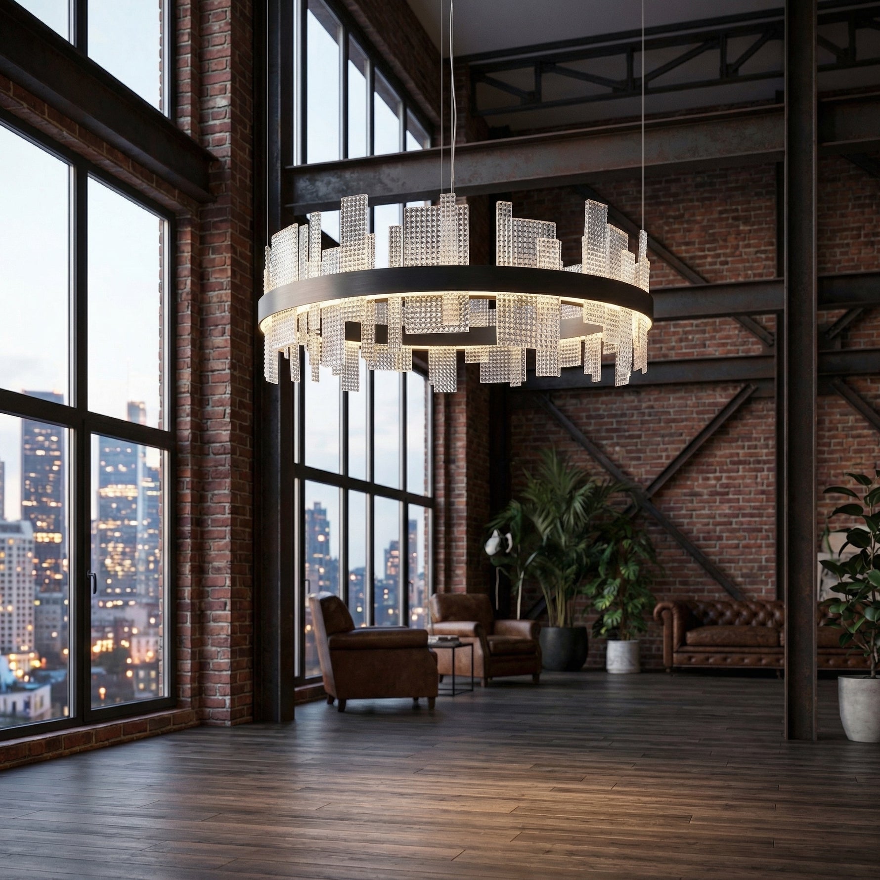 Yiosi Series Linear Glass Pendant Light 39" Style B - scene-2