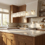 Yiosi Series Linear Glass Pendant Light 42" - scene-2