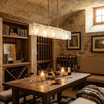 Yiosi Series Linear Glass Pendant Light 42" - scene-3