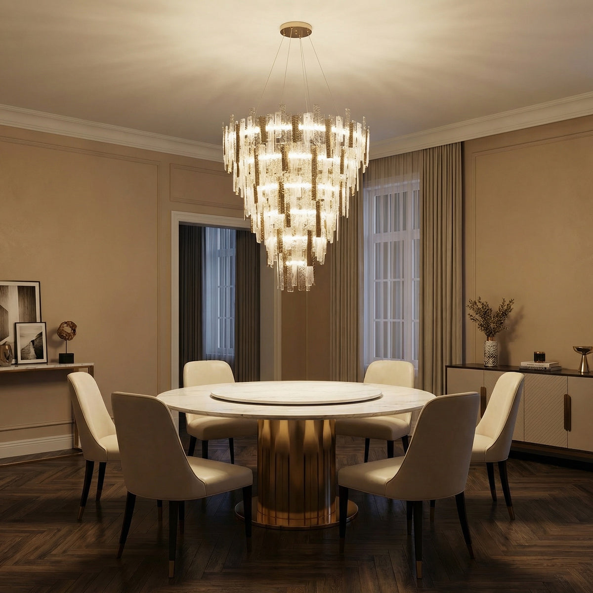 Yiosi Series Linear Glass Pendant Light 45" Style A - scene-1