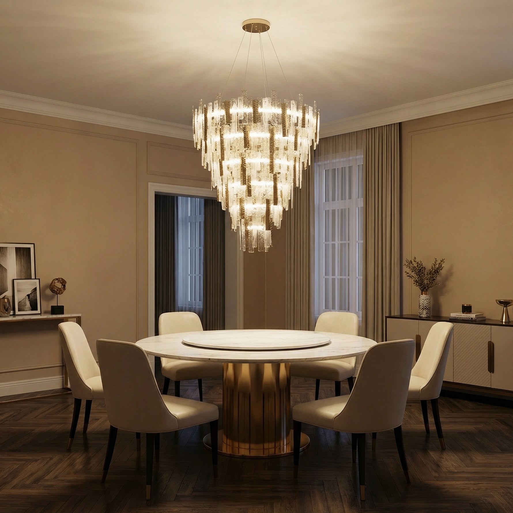Yiosi Series Linear Glass Pendant Light 45" Style A - scene-1