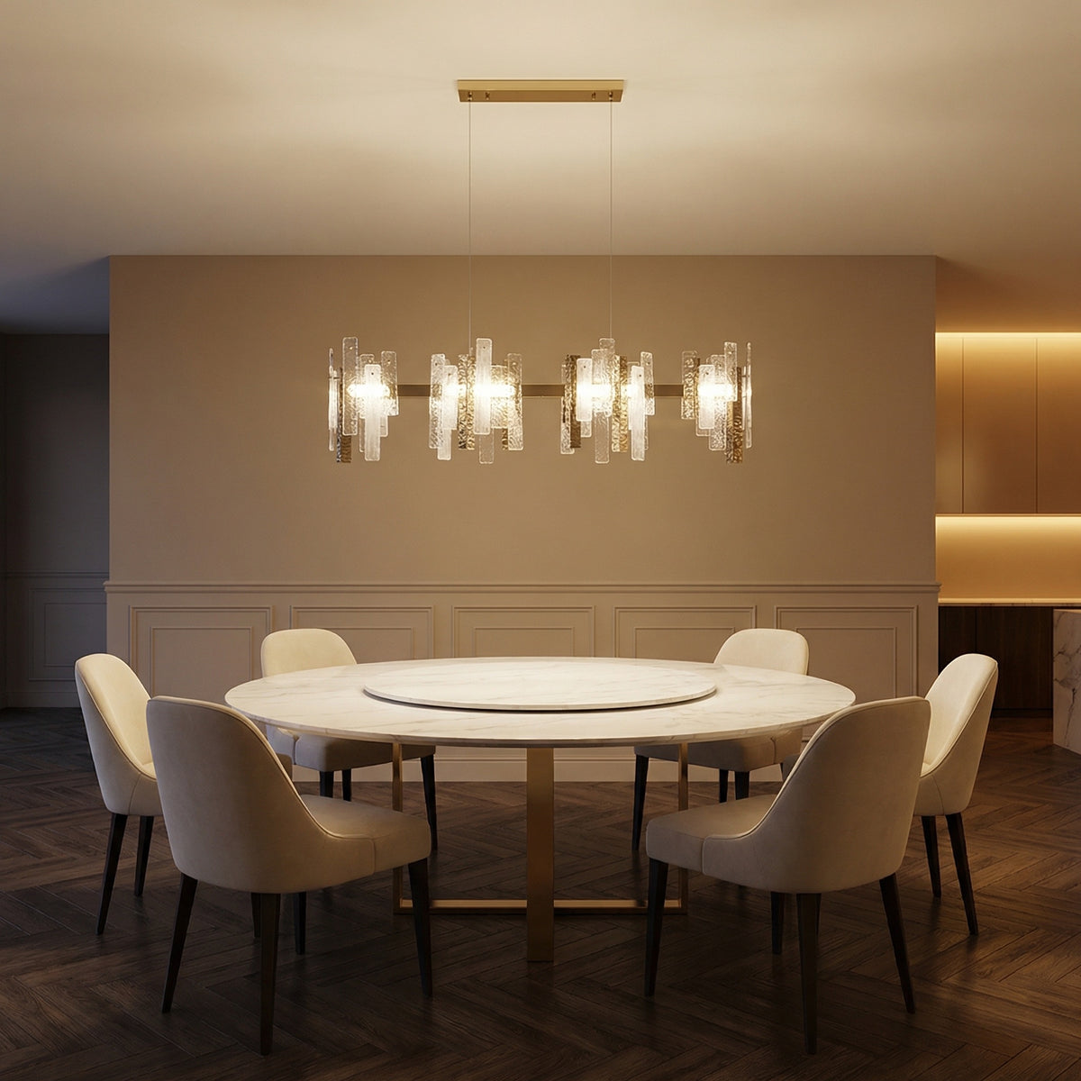 Yiosi Series Linear Glass Pendant Light 45" Style A - scene-1