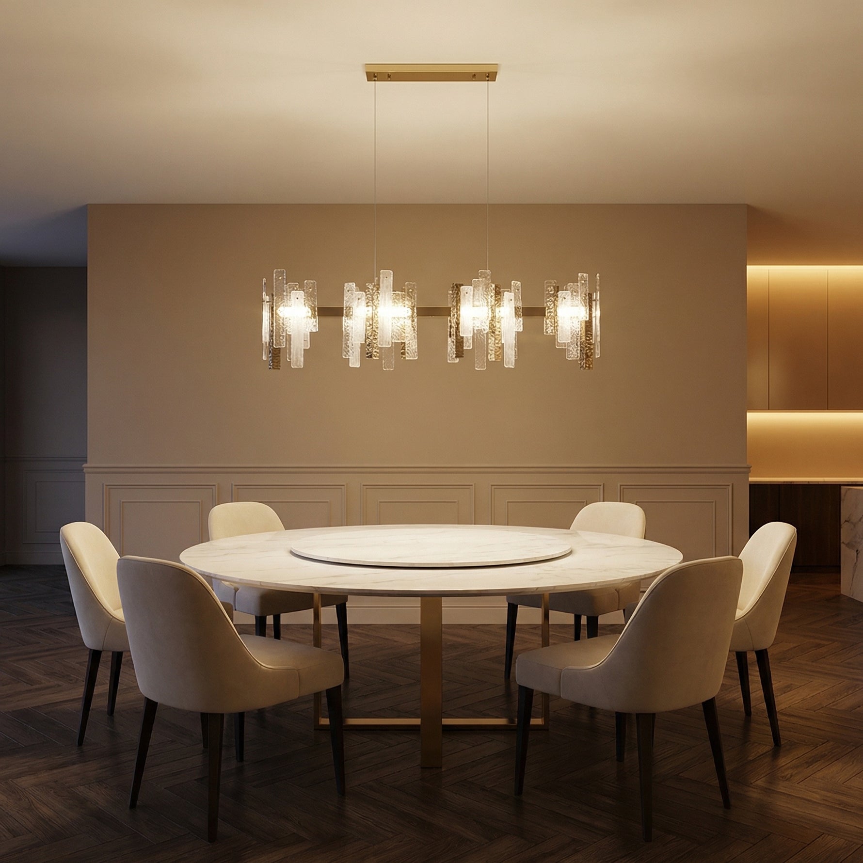Yiosi Series Linear Glass Pendant Light 45" Style A - scene-1