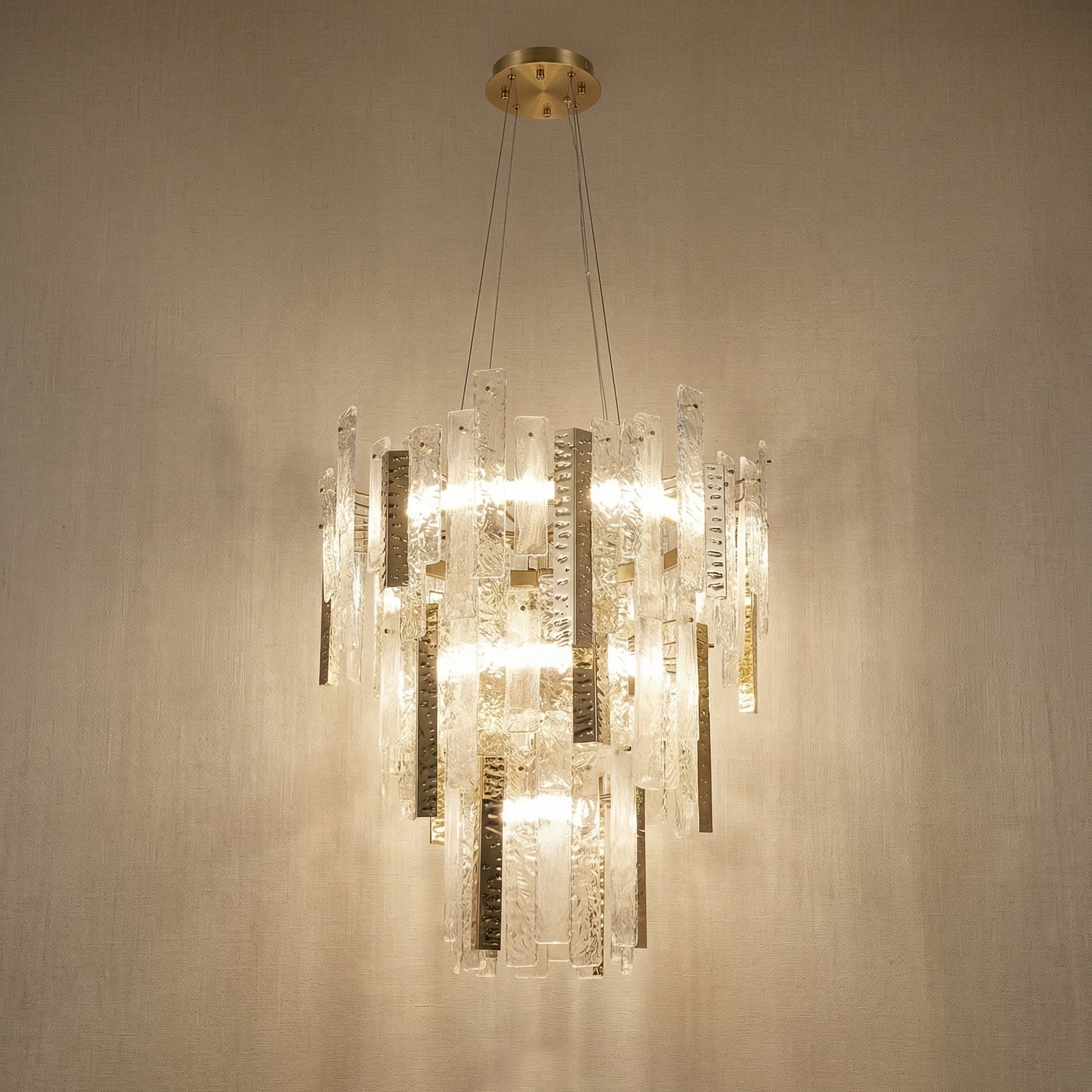 Yiosi Series Linear Glass Pendant Light 45" Style A - 28" (Dia 700mm) Style B