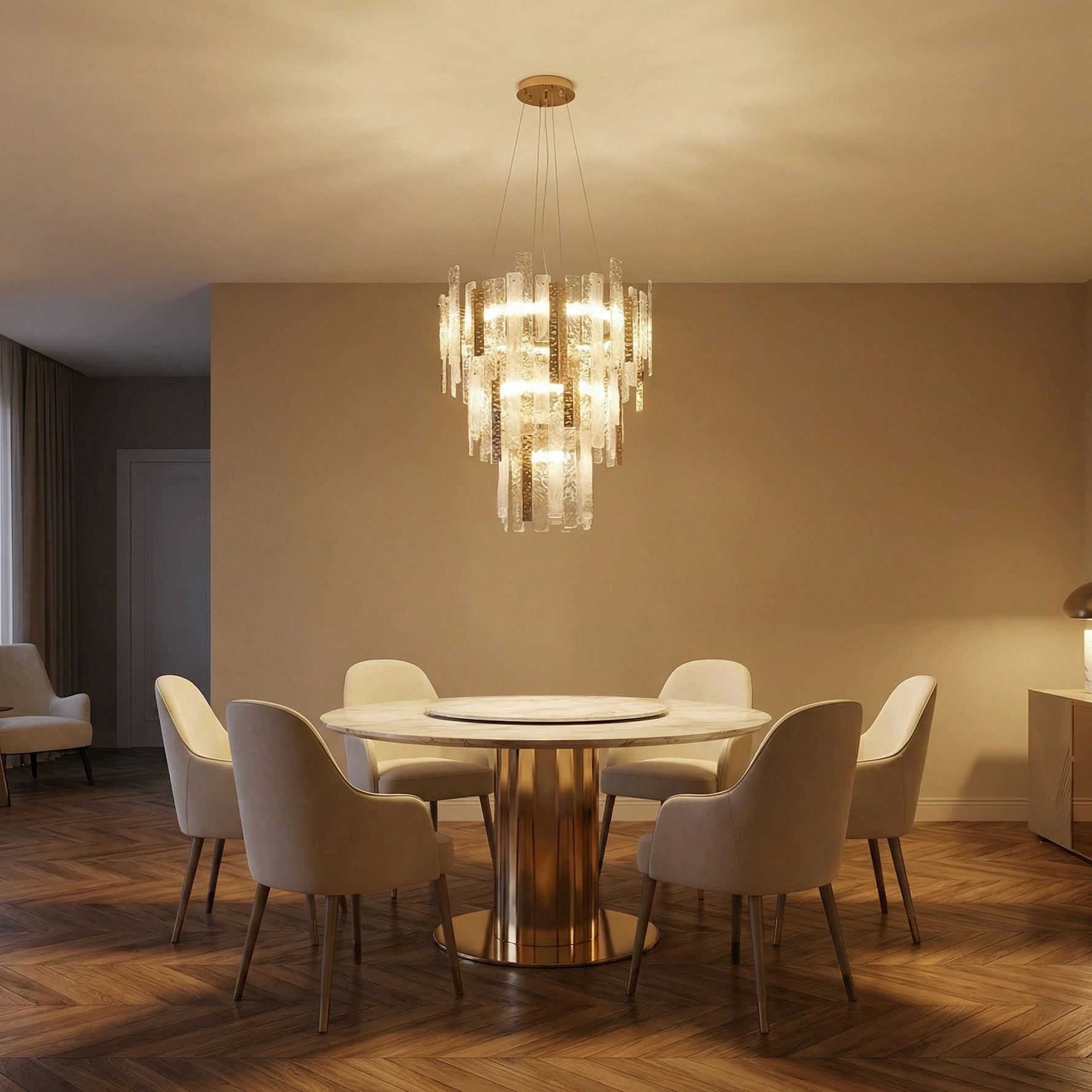 Yiosi Series Linear Glass Pendant Light 45" Style A - scene-1