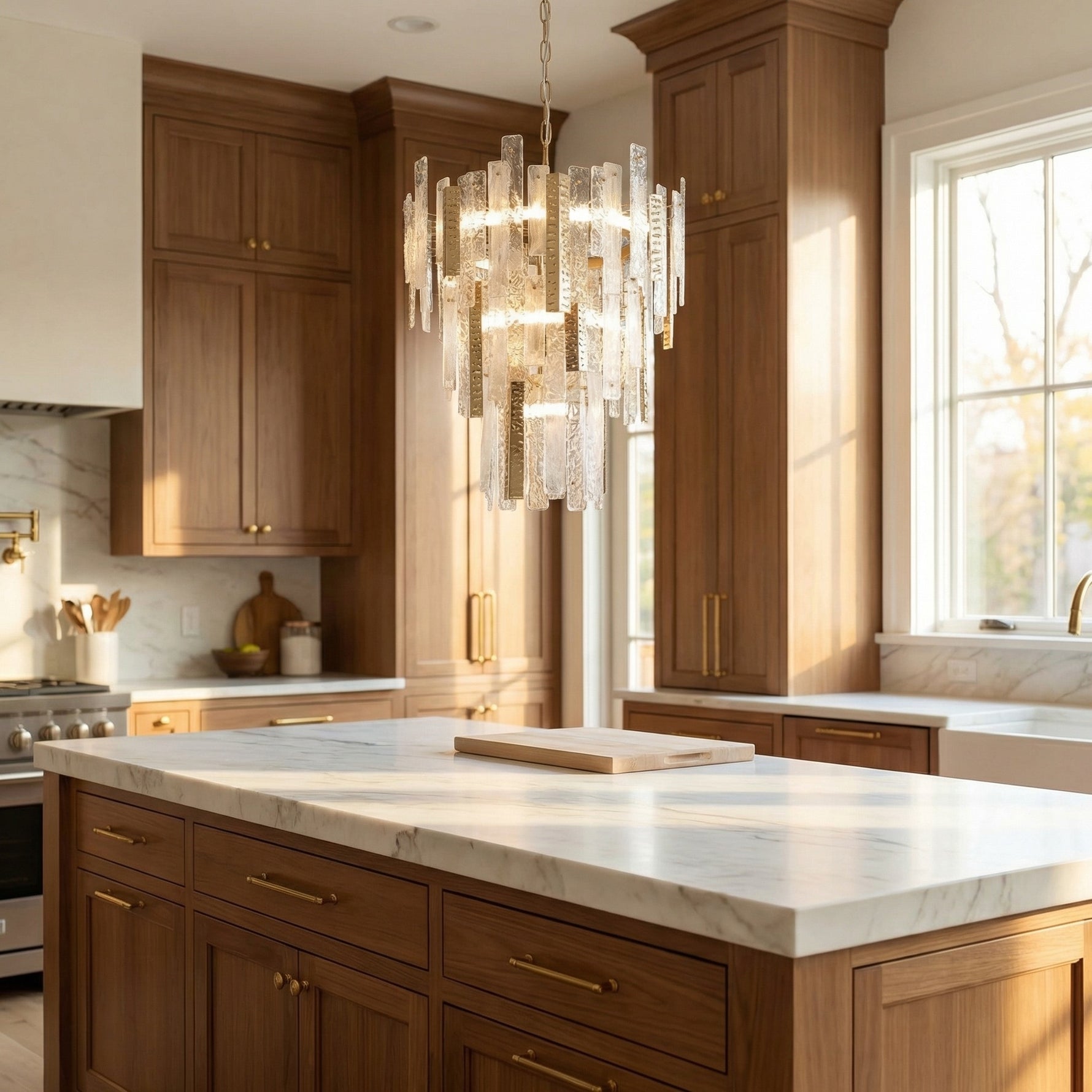 Yiosi Series Linear Glass Pendant Light 45" Style A - scene-2