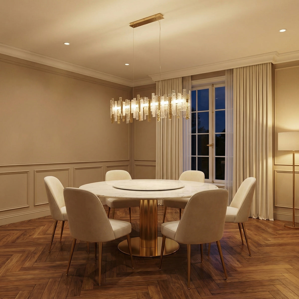 Yiosi Series Linear Glass Pendant Light 45" Style B - scene-1