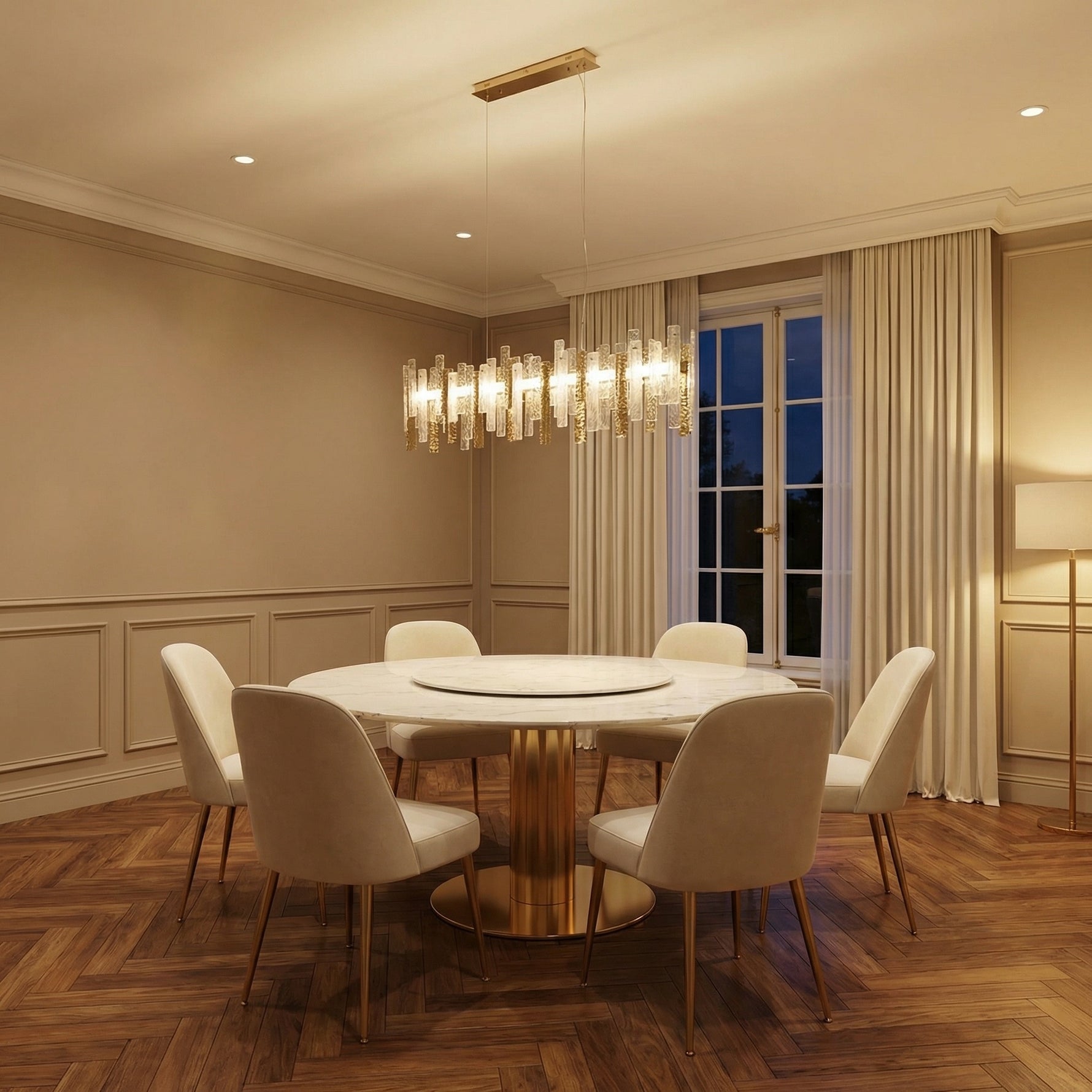 Yiosi Series Linear Glass Pendant Light 45" Style B - scene-1