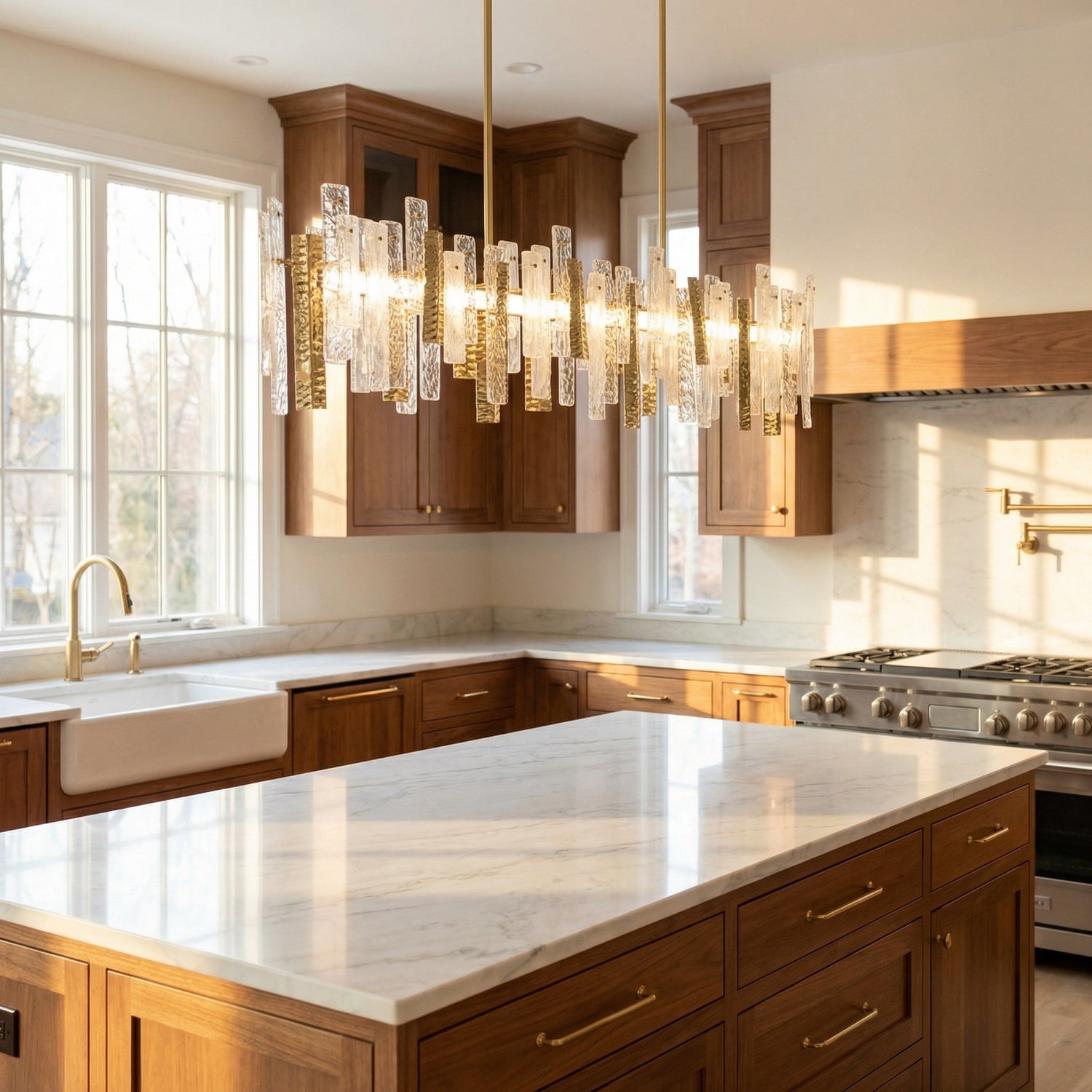 Yiosi Series Linear Glass Pendant Light 45" Style B - scene-2