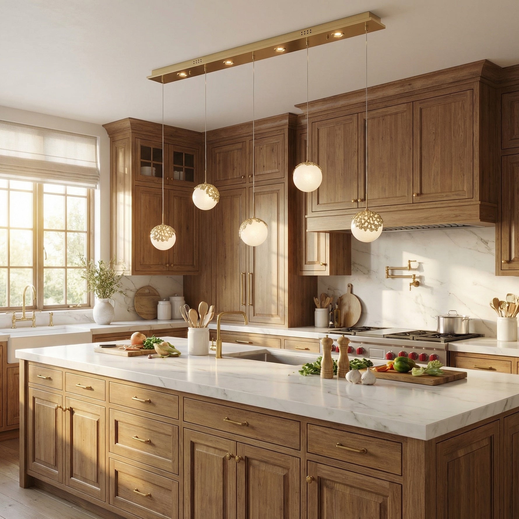 Yiosi Series Linear Glass Pendant Light 47" Style A - scene-2