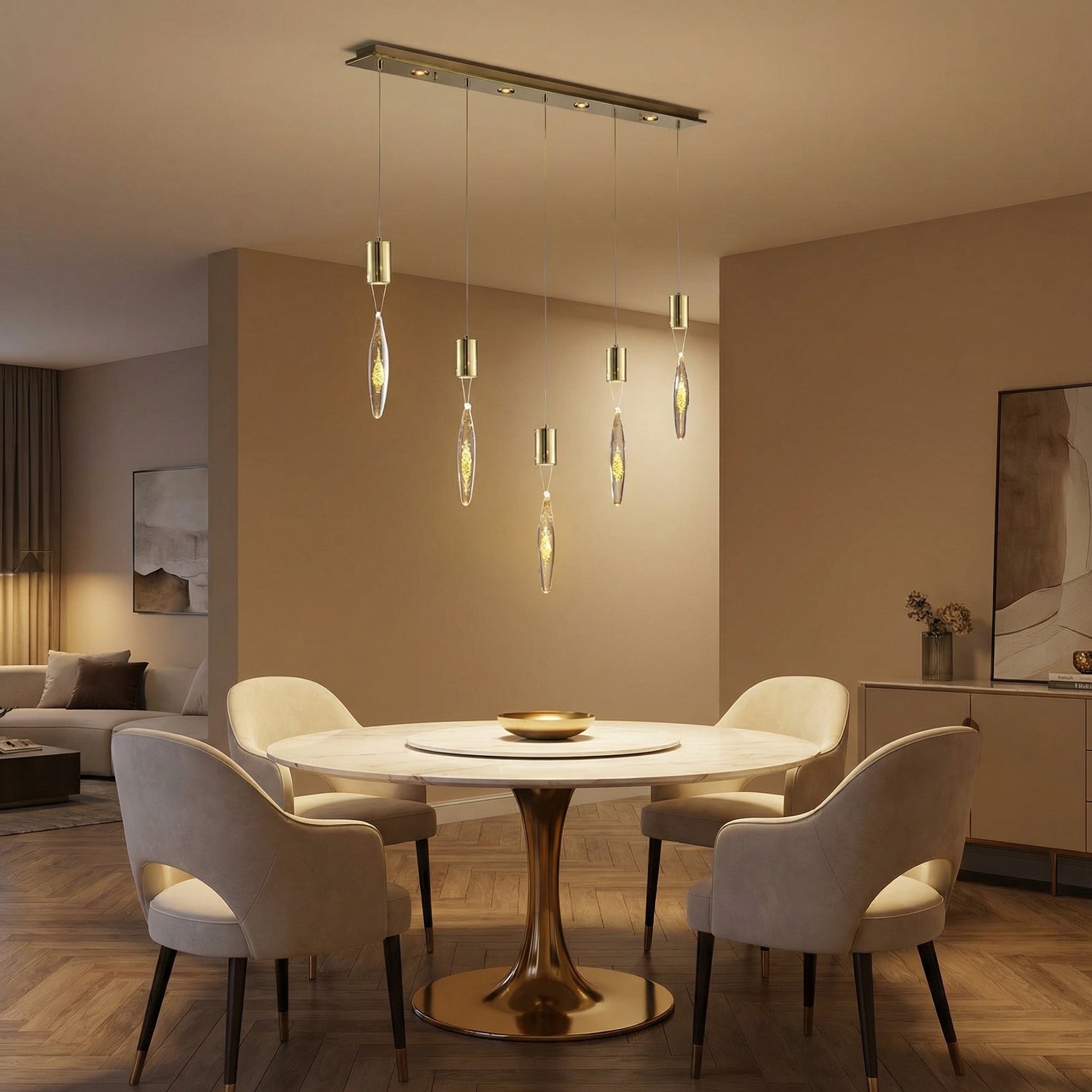 Yiosi Series Linear Glass Pendant Light 47" Style B - scene-1