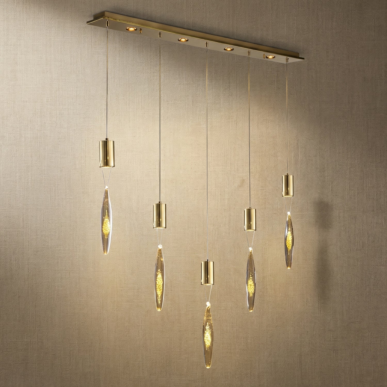 Yiosi Series Linear Glass Pendant Light 47" Style B - Mirror finish champagne gold Style B