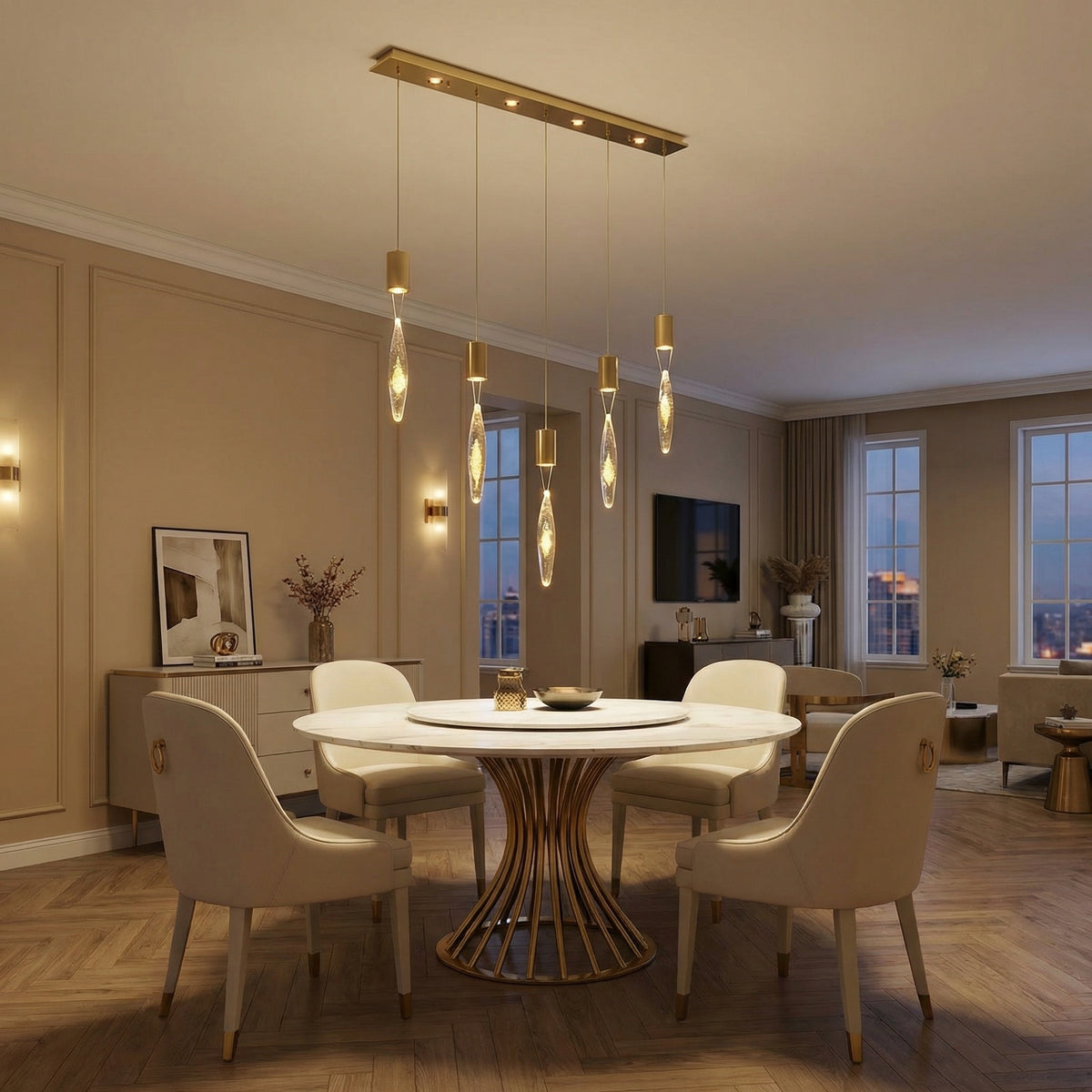 Yiosi Series Linear Glass Pendant Light 47" Style B - scene-1