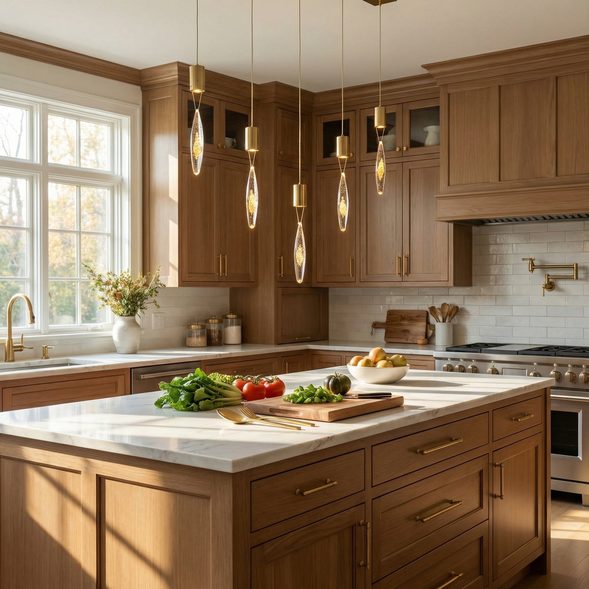 Yiosi Series Linear Glass Pendant Light 47" Style B - scene-2