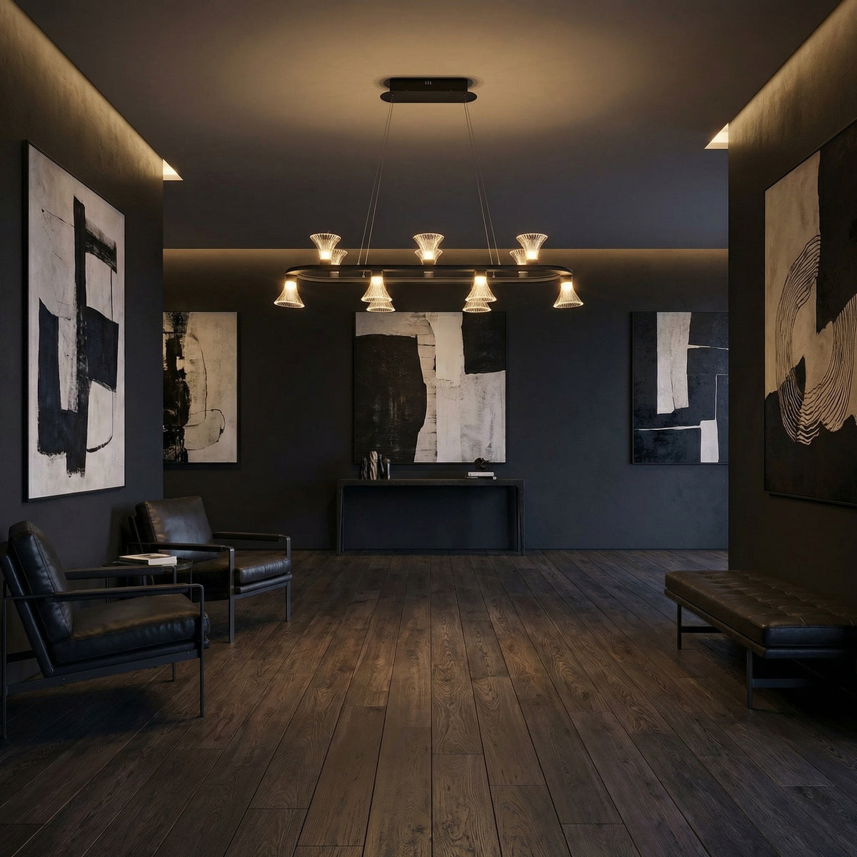 Yiosi Series Linear Glass Pendant Light 53" - scene-1