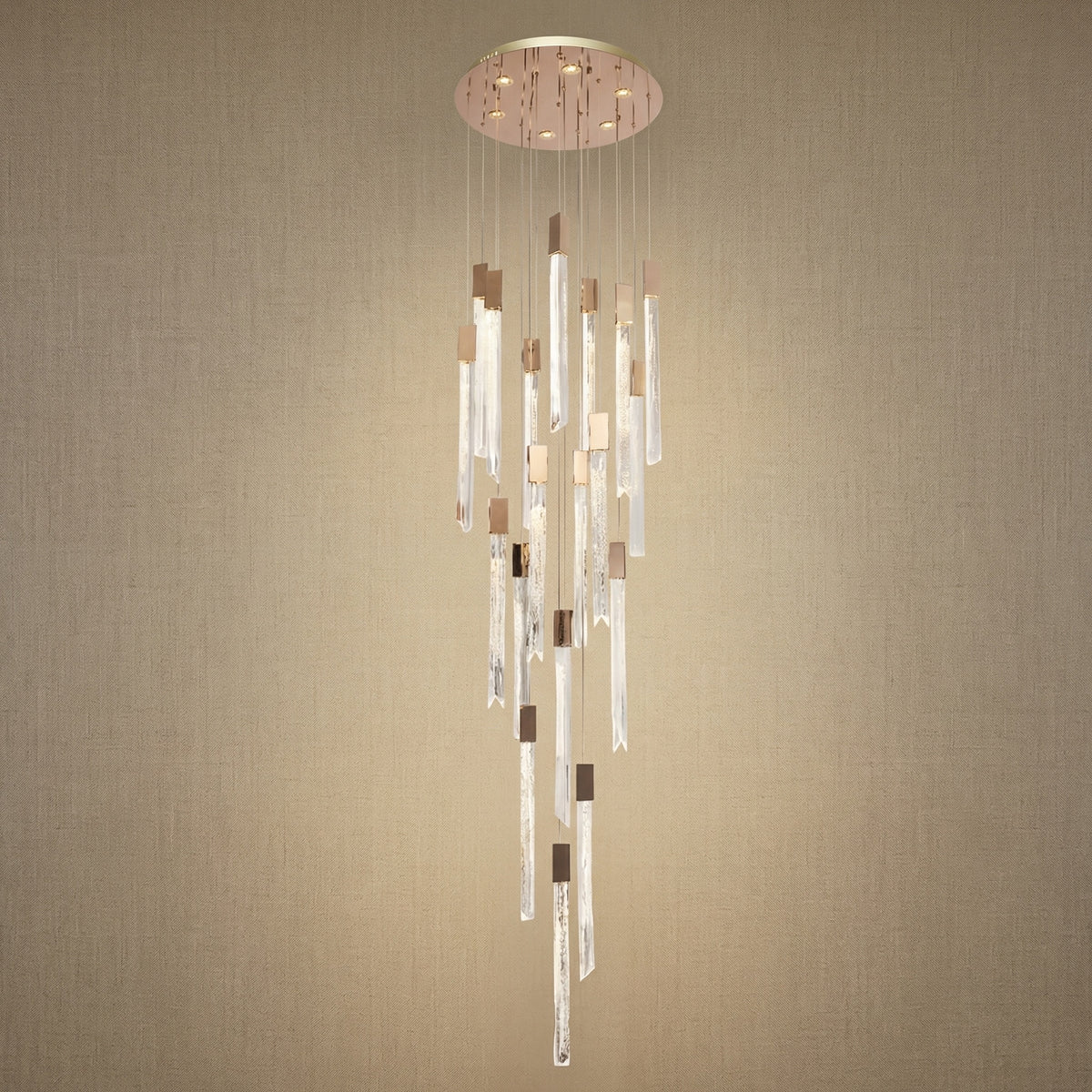 Yiosi Series Linear Grand Glass Pendant Light - 24" (Dia 600mm)
