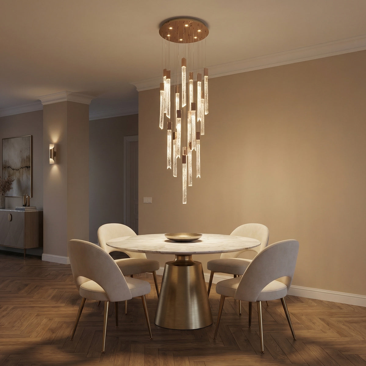 Yiosi Series Linear Grand Glass Pendant Light - scene-1