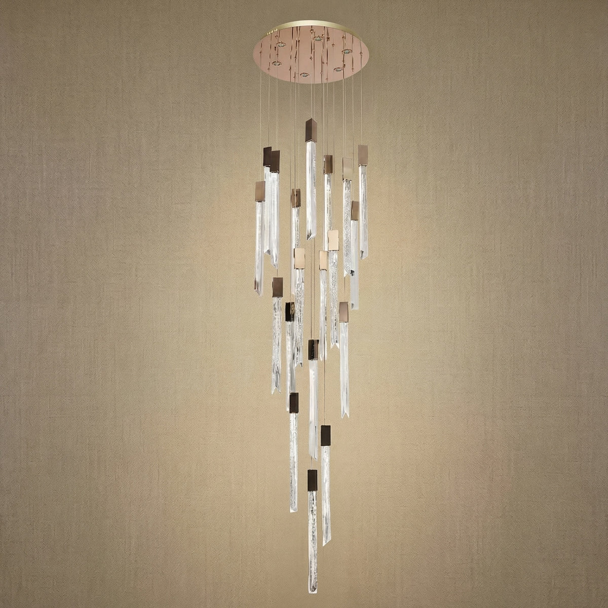 Yiosi Series Linear Grand Glass Pendant Light - dark