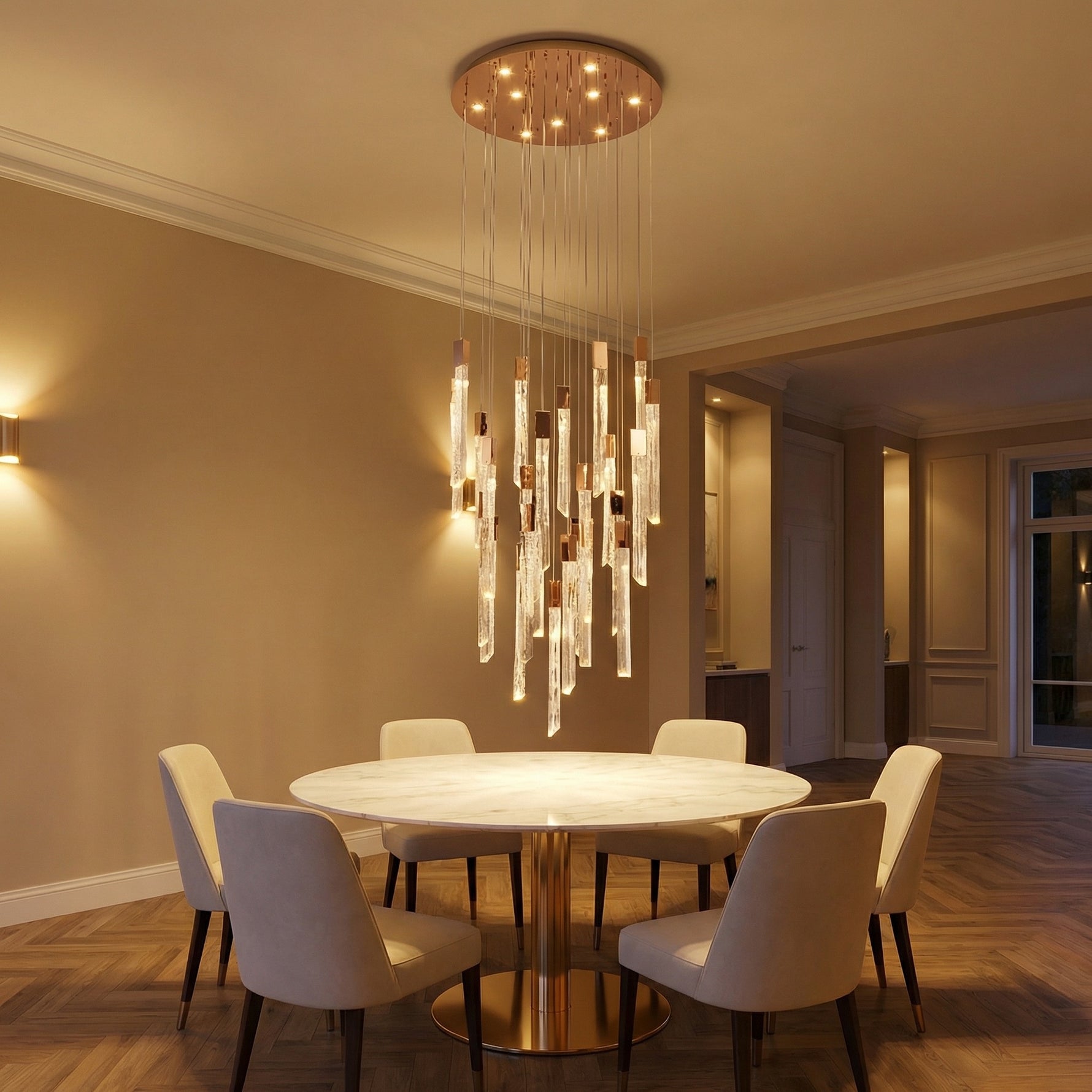 Yiosi Series Linear Grand Glass Pendant Light - scene-1