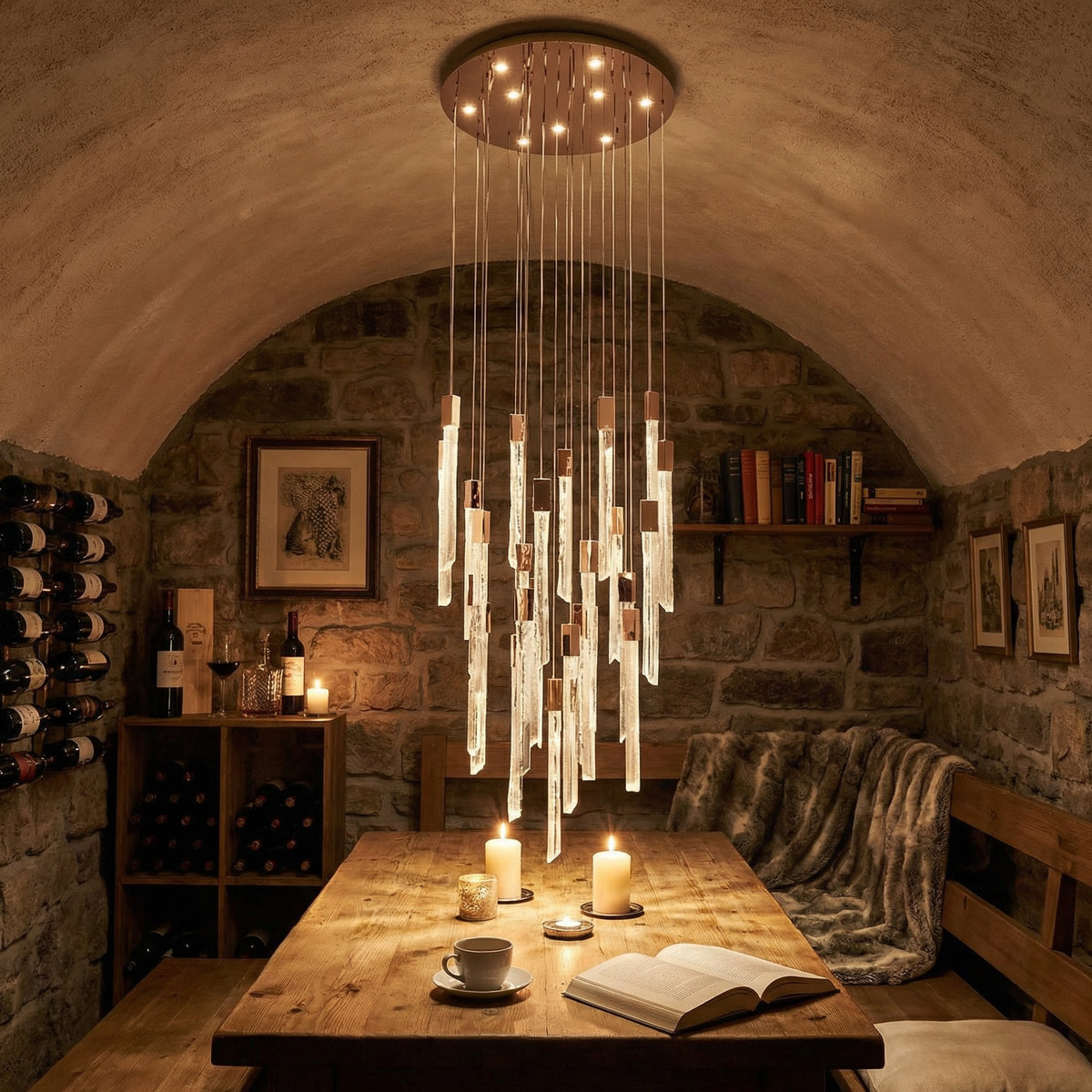 Yiosi Series Linear Grand Glass Pendant Light - scene-3