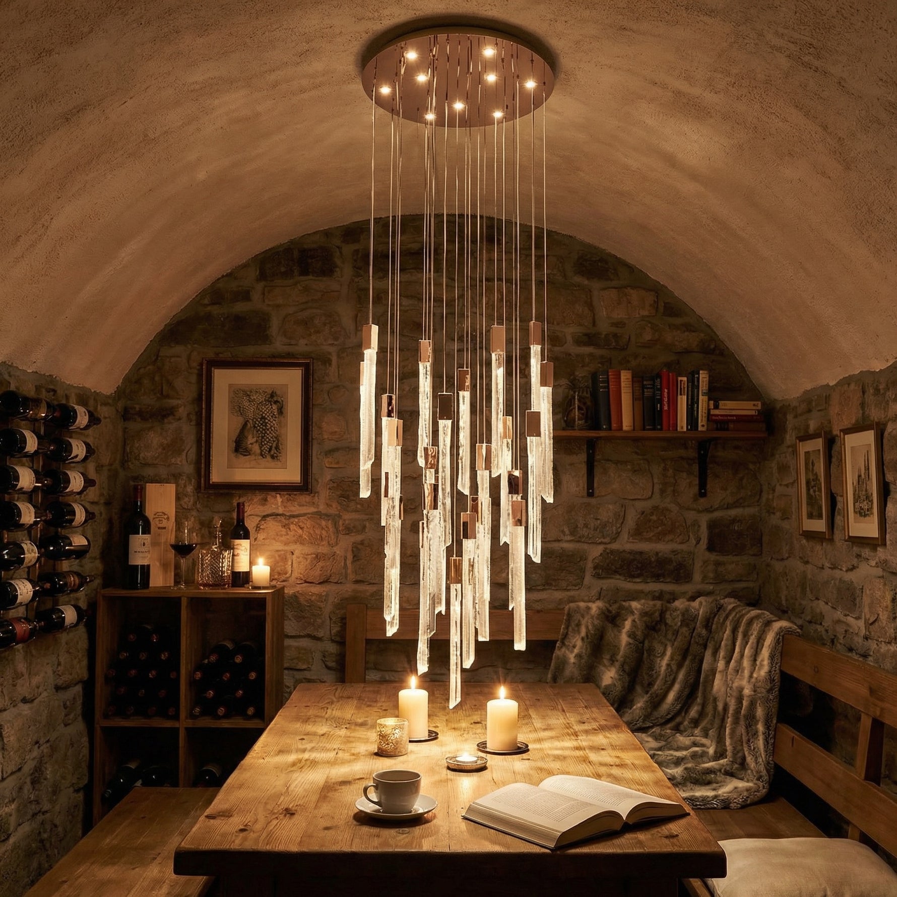 Yiosi Series Linear Grand Glass Pendant Light - scene-3