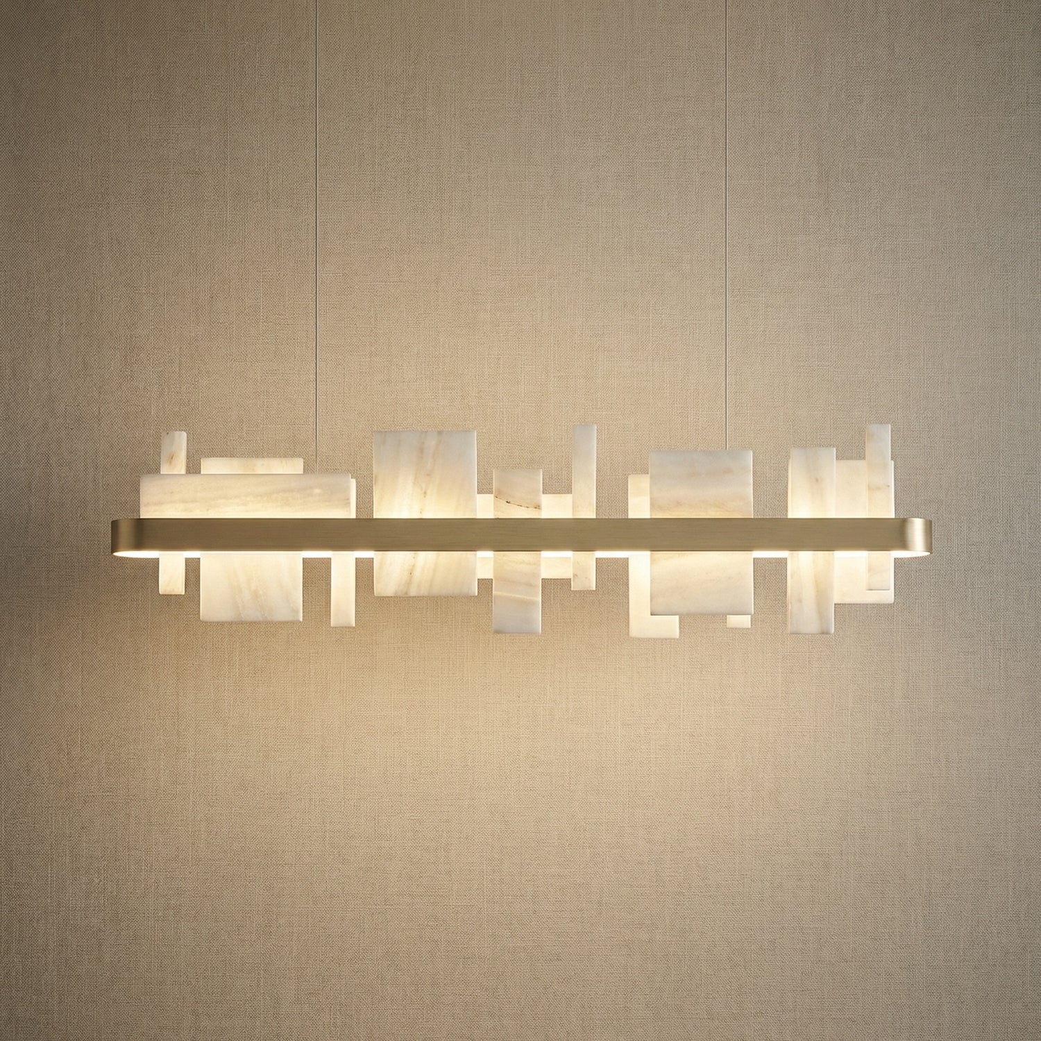 Yiosi Series Linear Natural Stone Pendant Light 39" - 39" Linear (L1000mm)